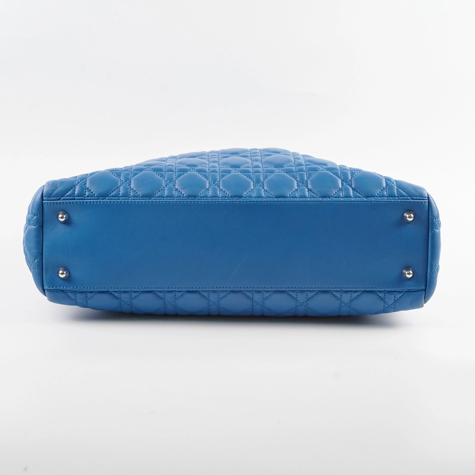 Christian Dior Cannage Leather Shopping Tote Blue