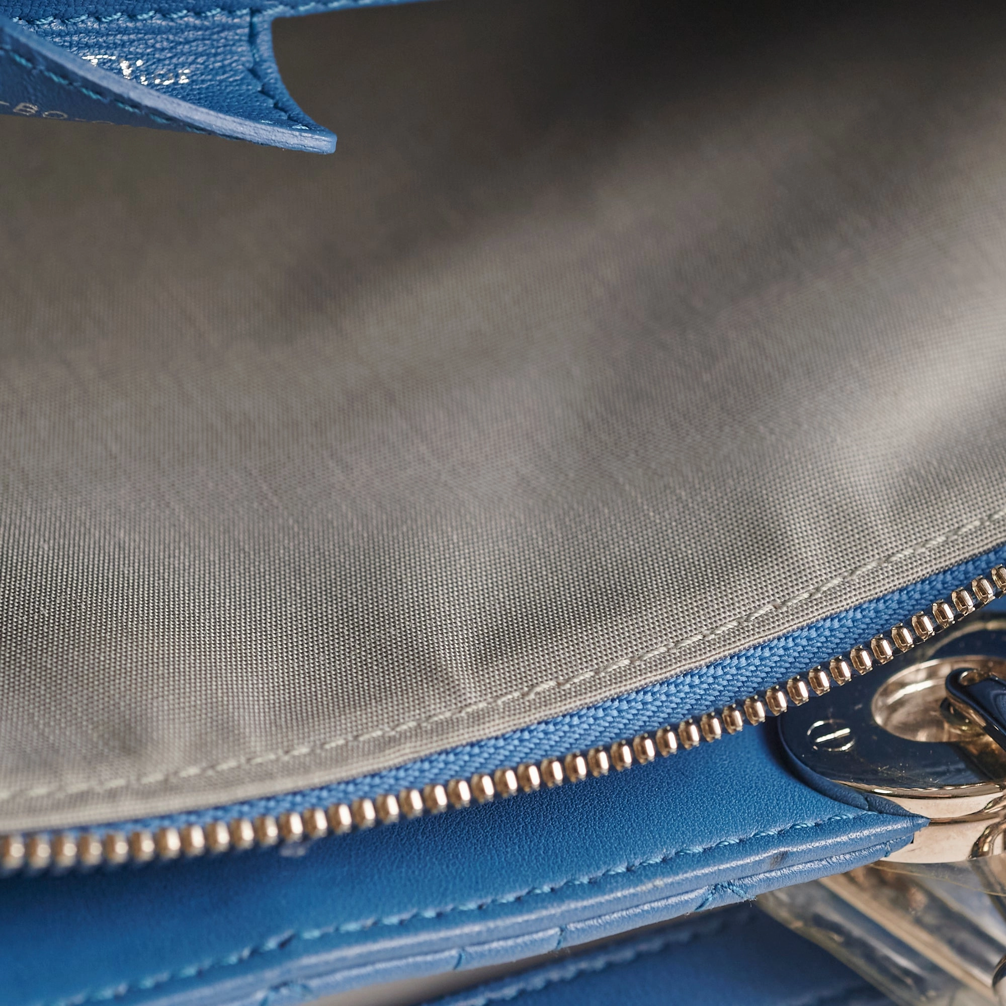 Christian Dior Cannage Leather Shopping Tote Blue