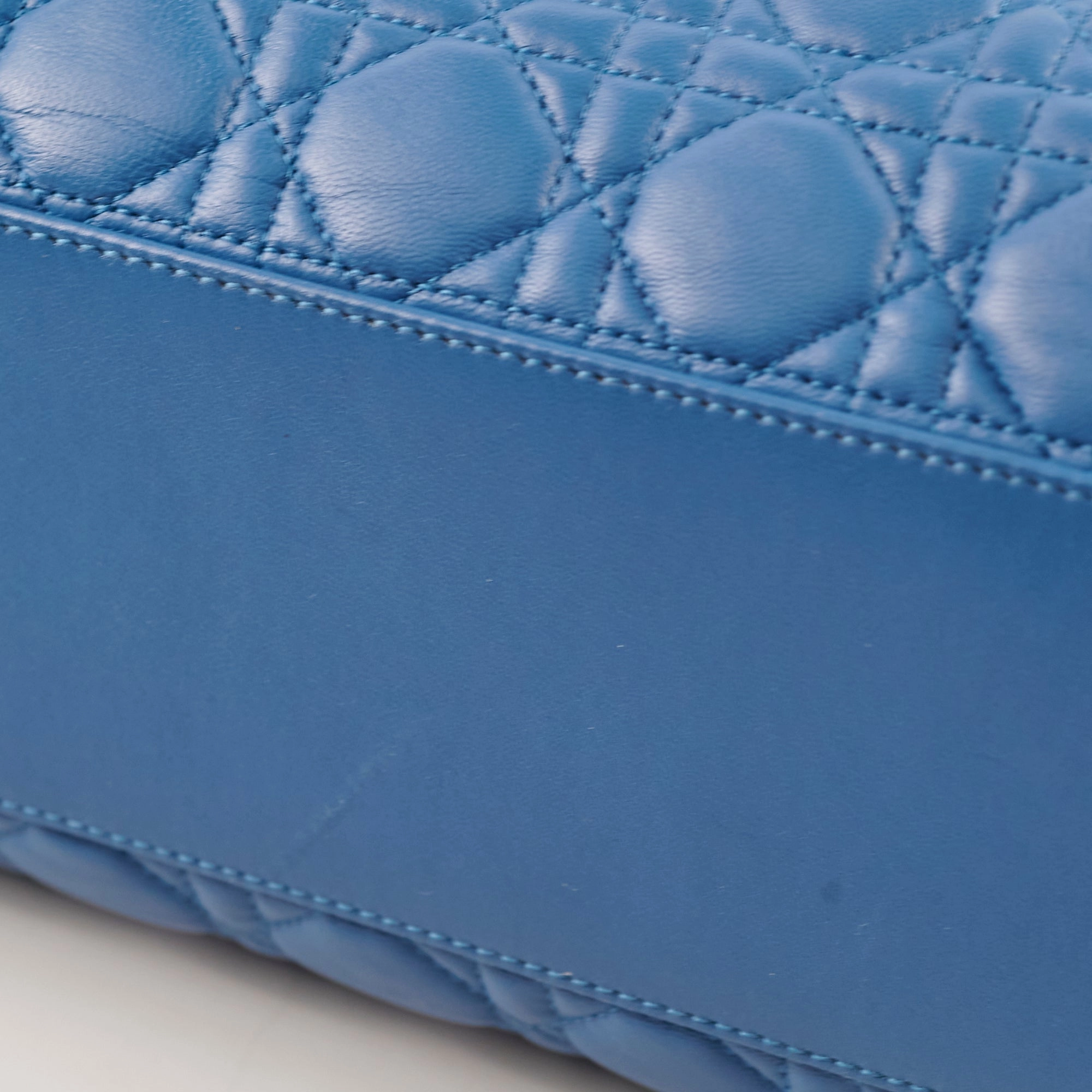 Christian Dior Cannage Leather Shopping Tote Blue
