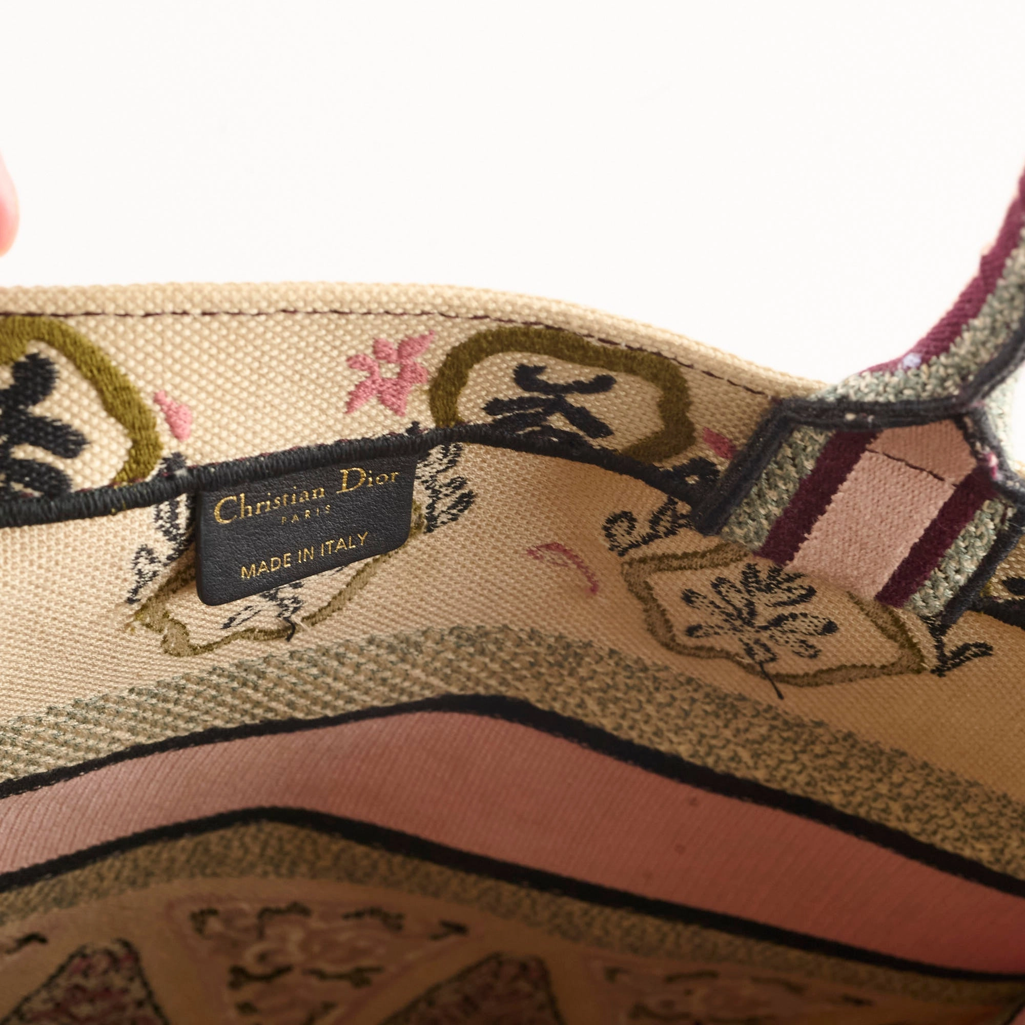 Christian Dior Canvas Embroidered Geometric Medium Book Tote