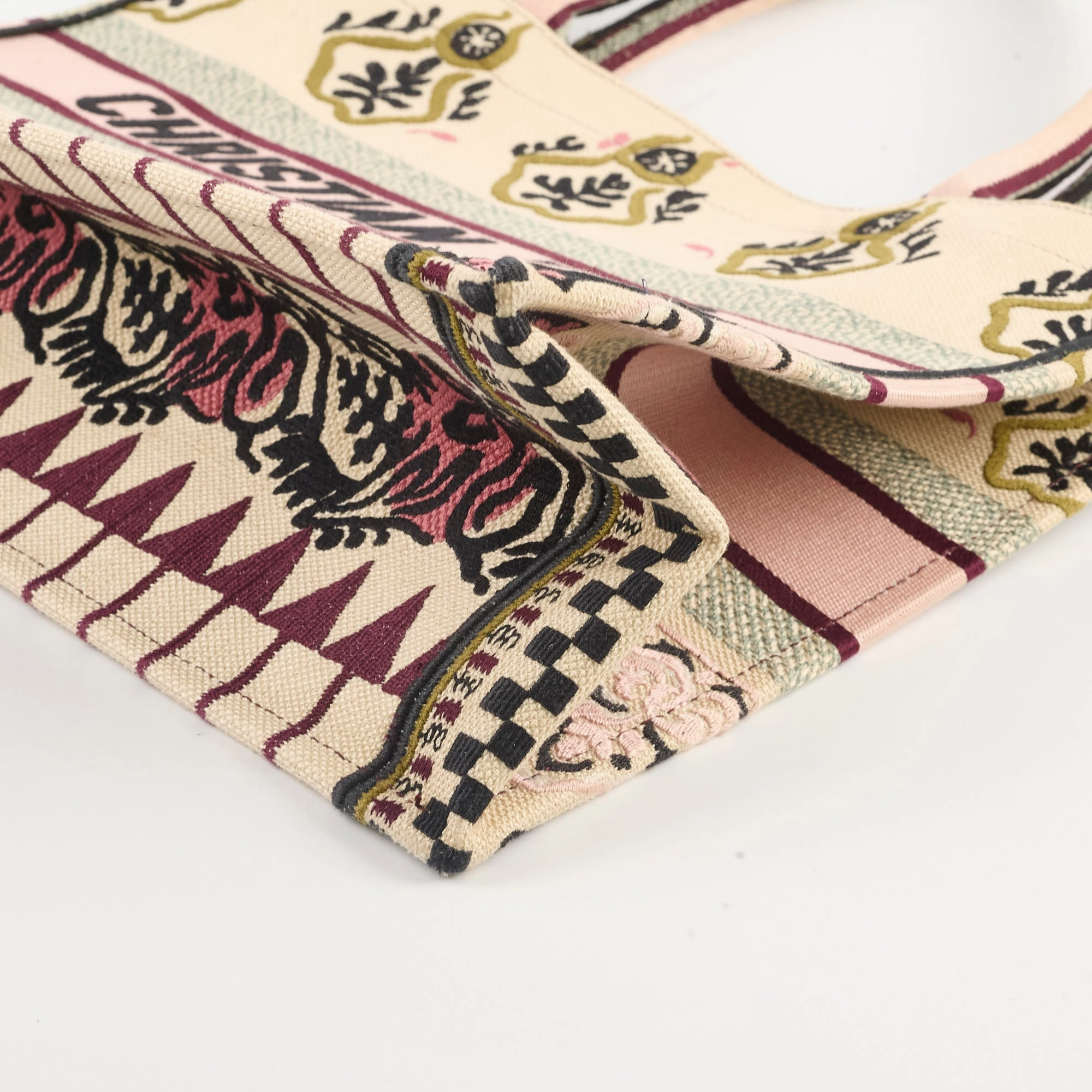 Christian Dior Canvas Embroidered Geometric Medium Book Tote