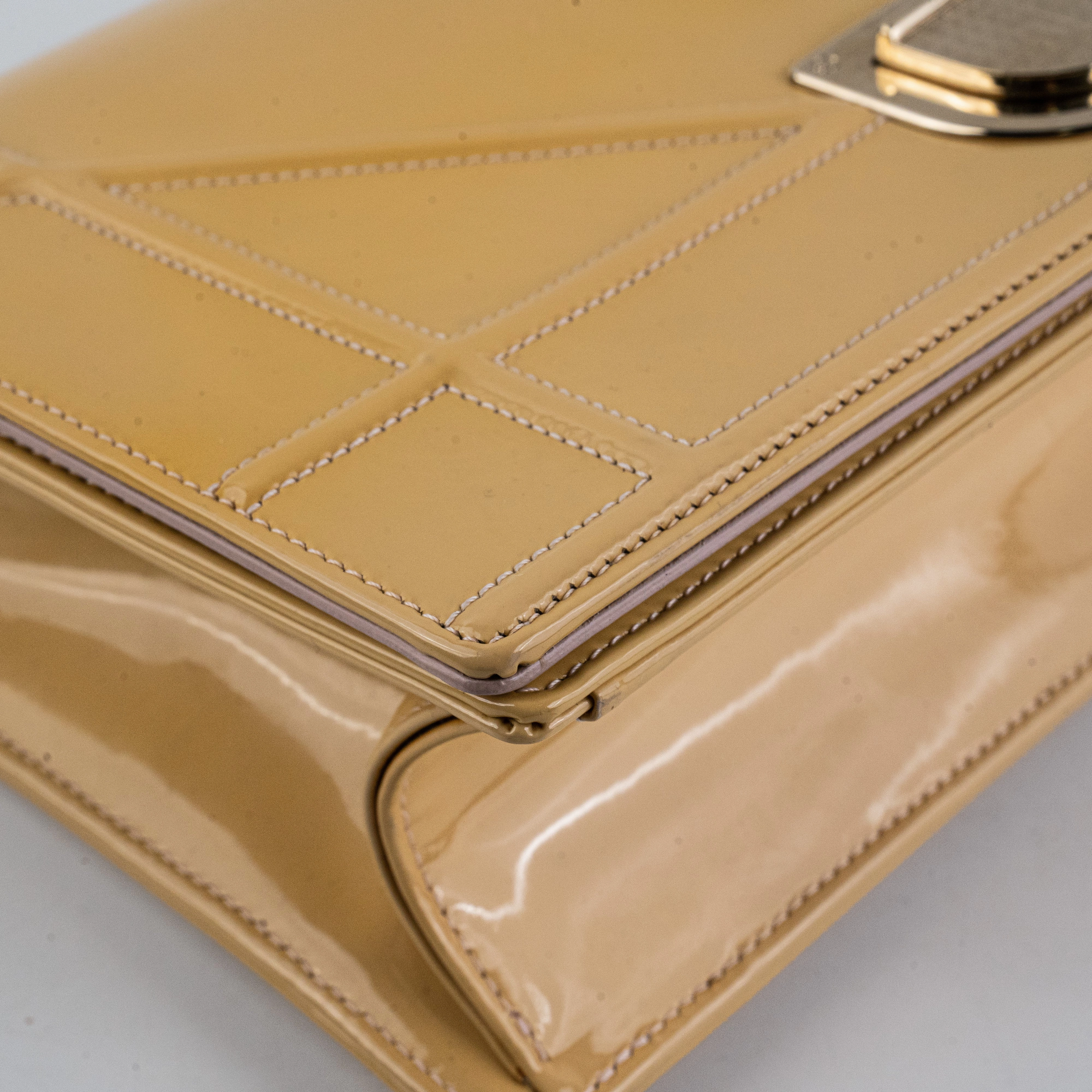 Christian Dior Diorama Medium Patent Shoulder Bag Yellow