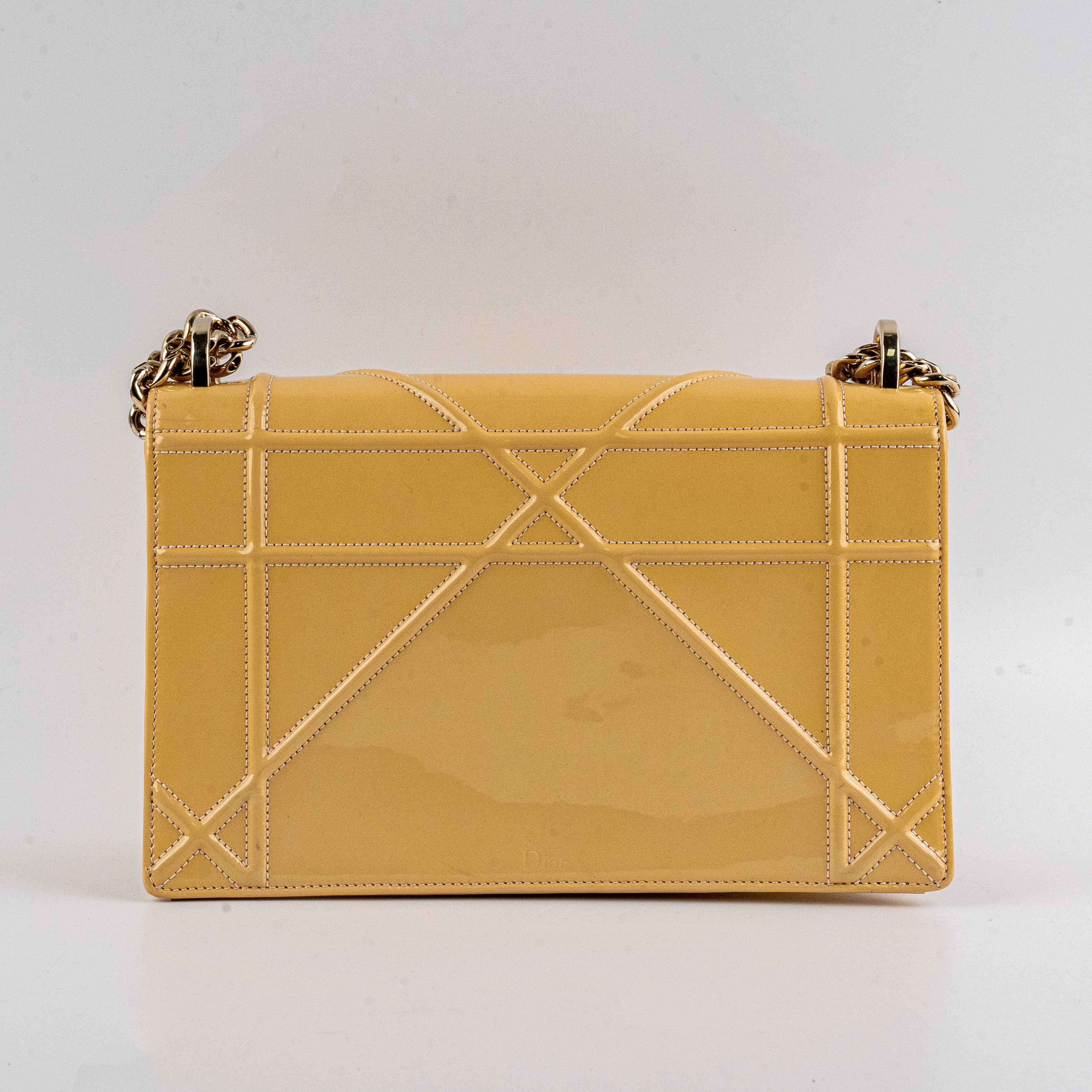 Christian Dior Diorama Medium Patent Shoulder Bag Yellow