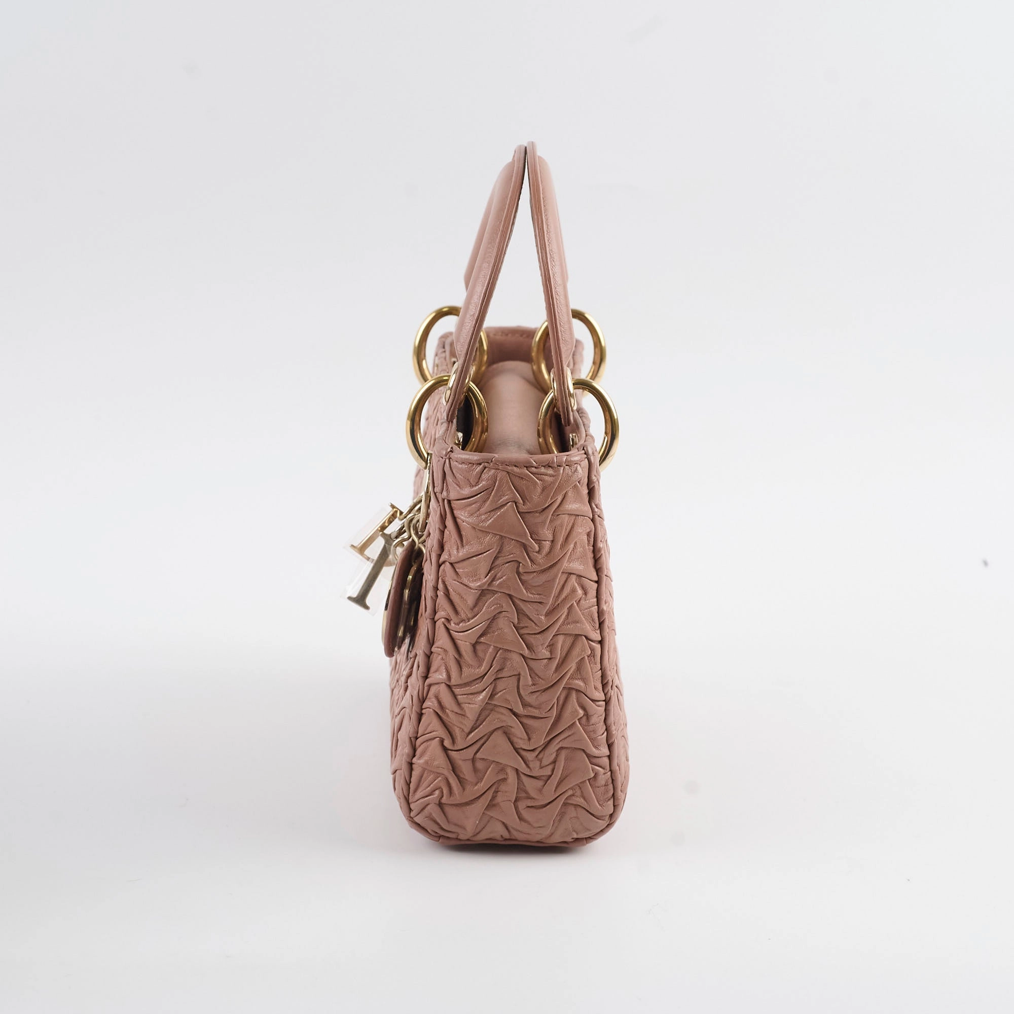 Christian Dior Lambskin Gathered Mini Lady Dior Pink