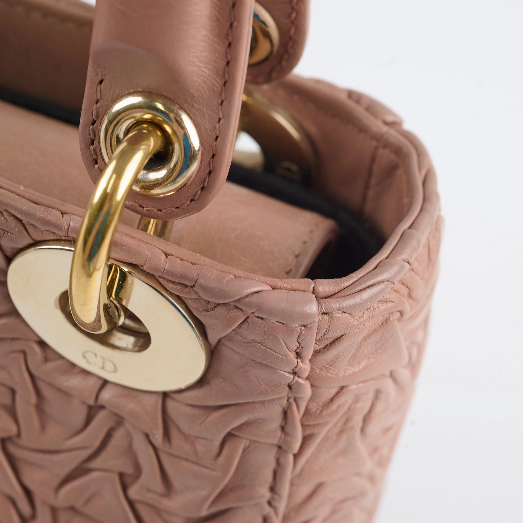 Christian Dior Lambskin Gathered Mini Lady Dior Pink