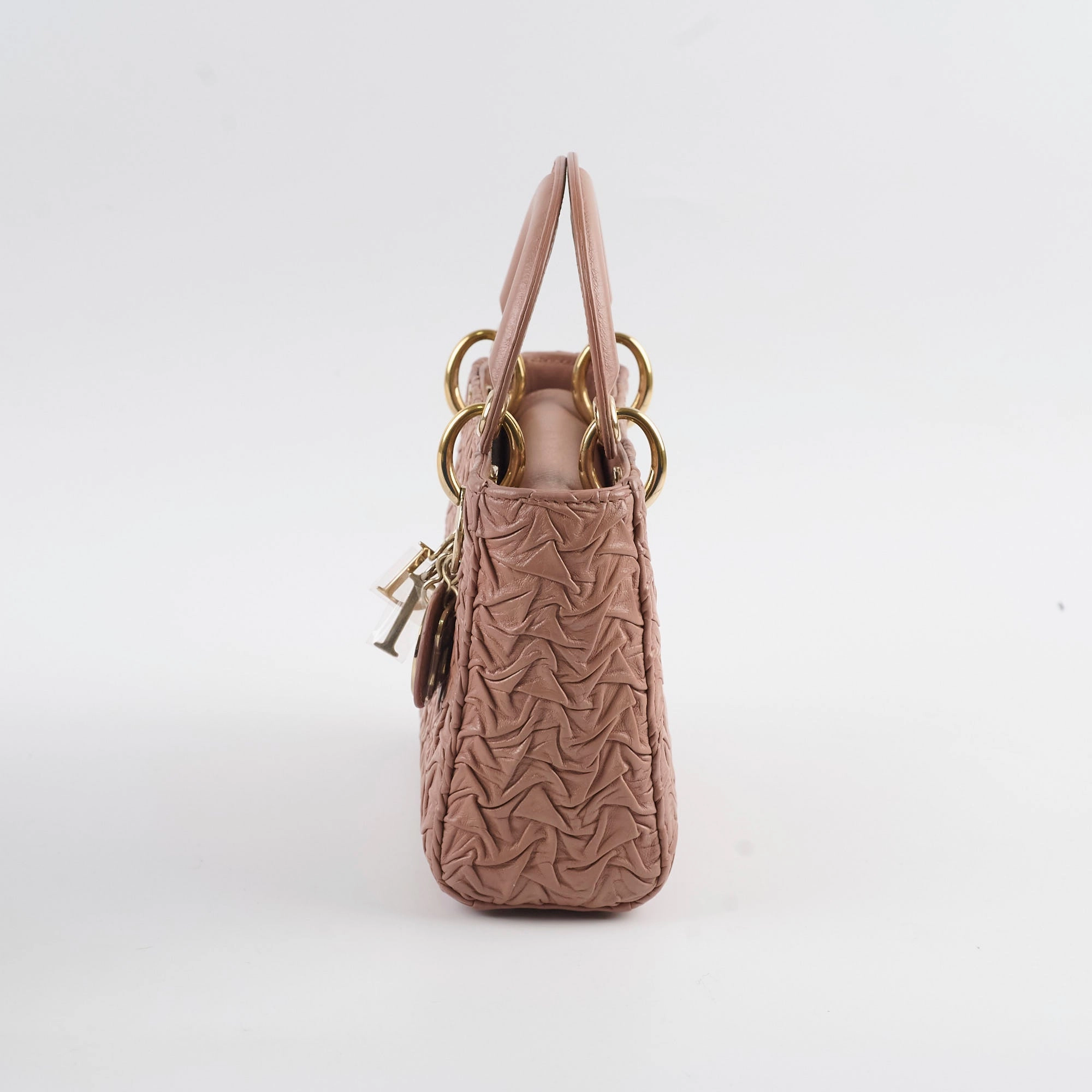 Christian Dior Lambskin Gathered Mini Lady Dior Pink