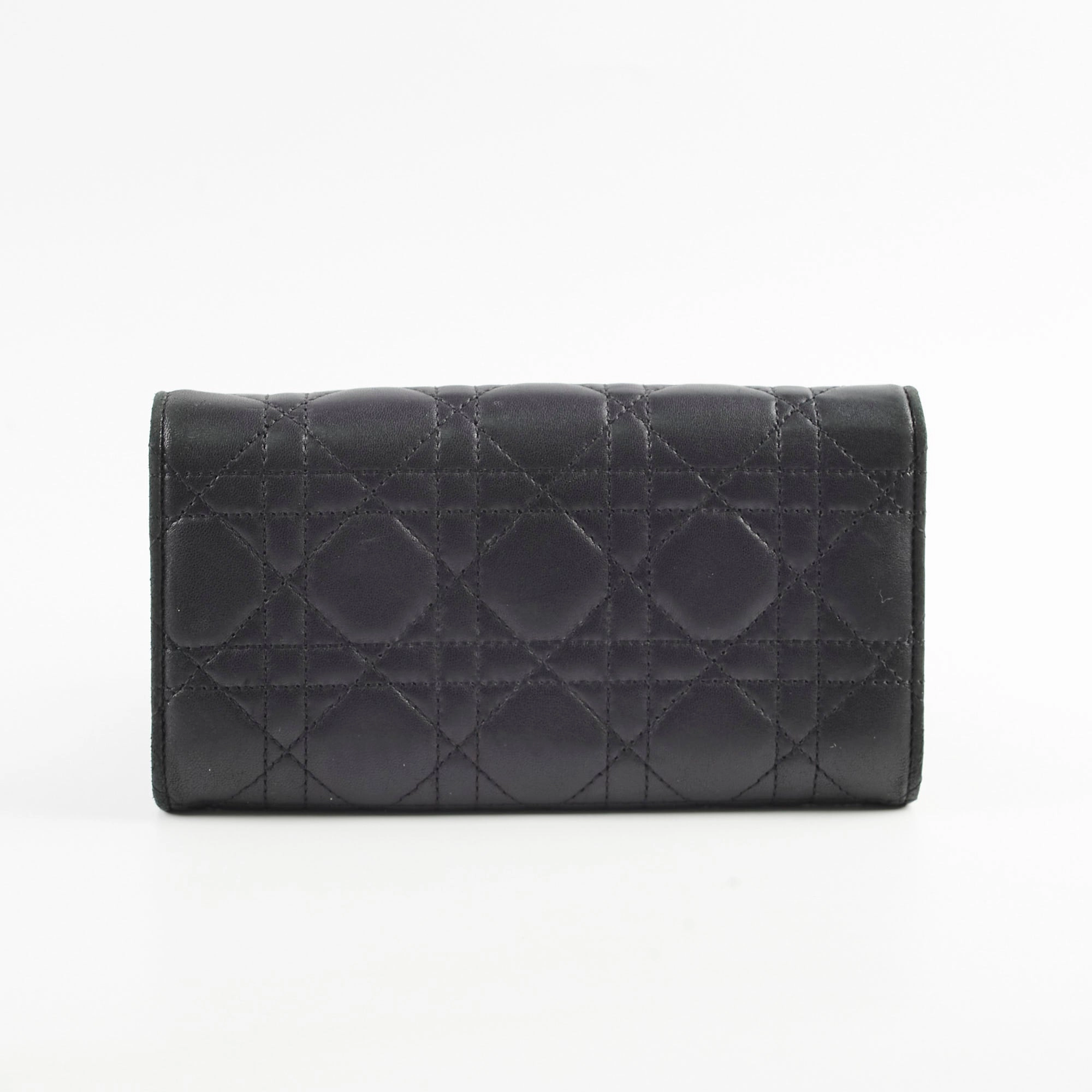 Christian Dior Lambskin Long Wallet On Chain WOC Black