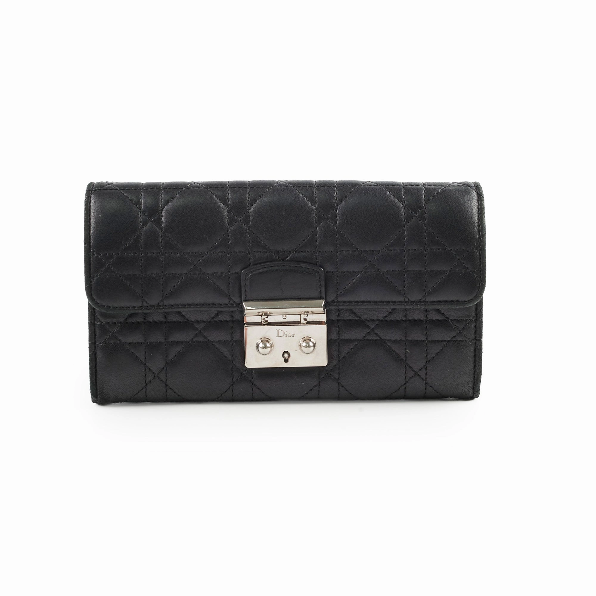 Christian Dior Lambskin Long Wallet On Chain WOC Black