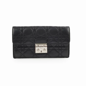 Christian Dior Lambskin Long Wallet On Chain WOC Black