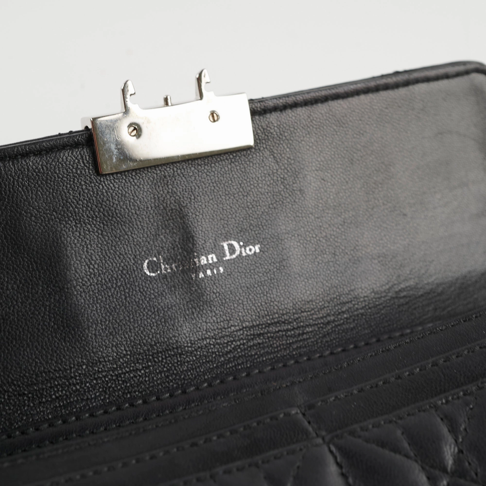 Christian Dior Lambskin Long Wallet On Chain WOC Black