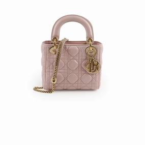 Christian Dior Lambskin Mini Lady Dior Baby Pink