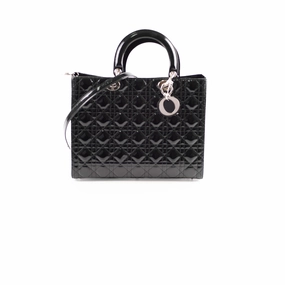 Christian Dior Large Lady Dior Black Patent