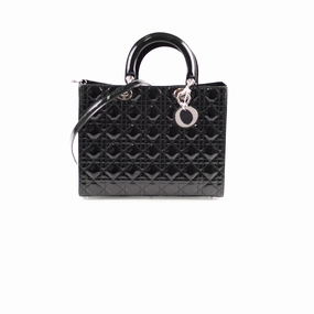 Christian Dior Large Lady Dior Black Patent