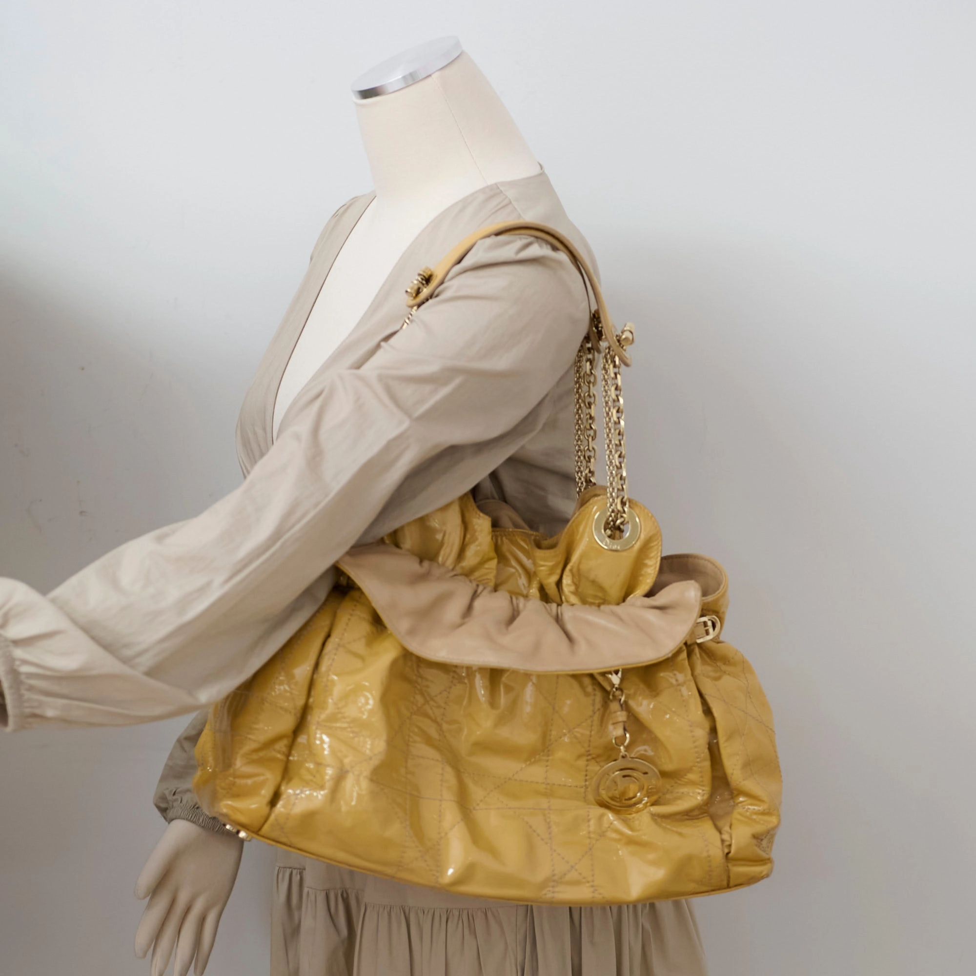 Christian Dior Le Trente Patent Shoulder Bag Beige