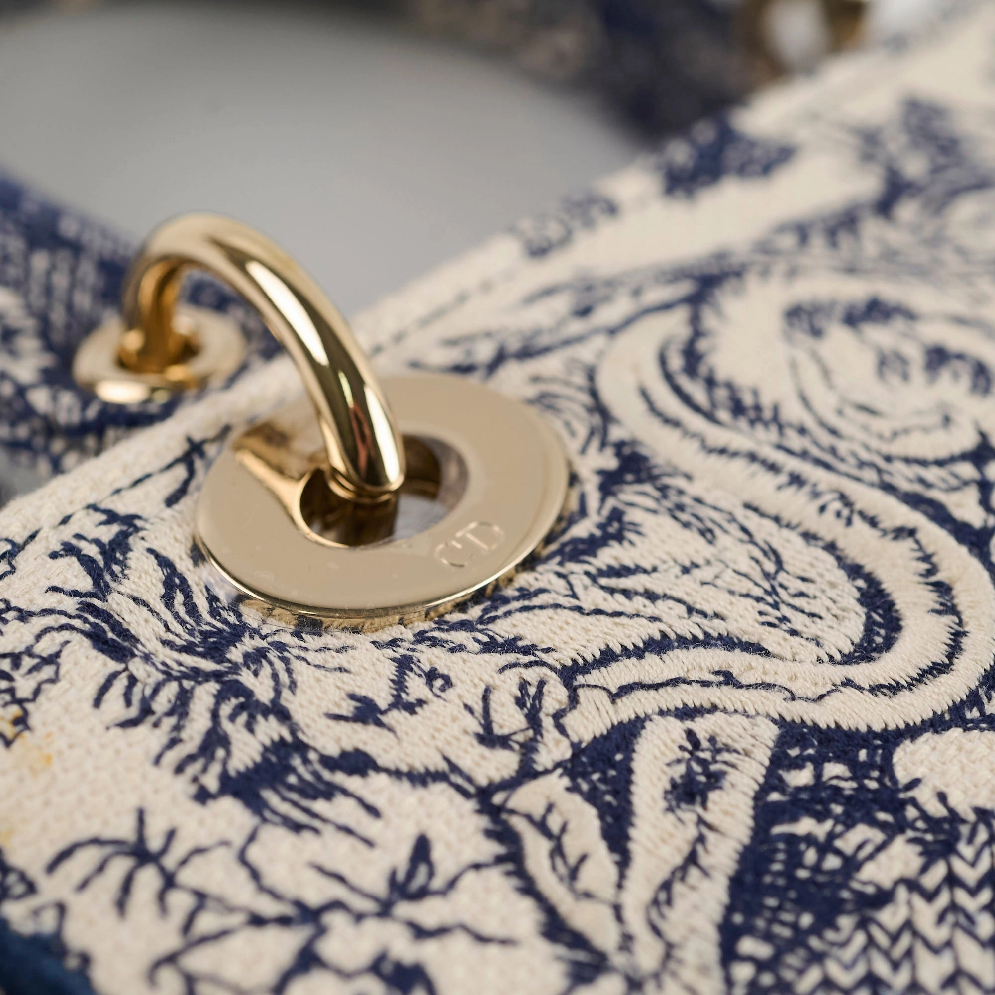Christian Dior Medium Lady D-Lite Bag Blue/White