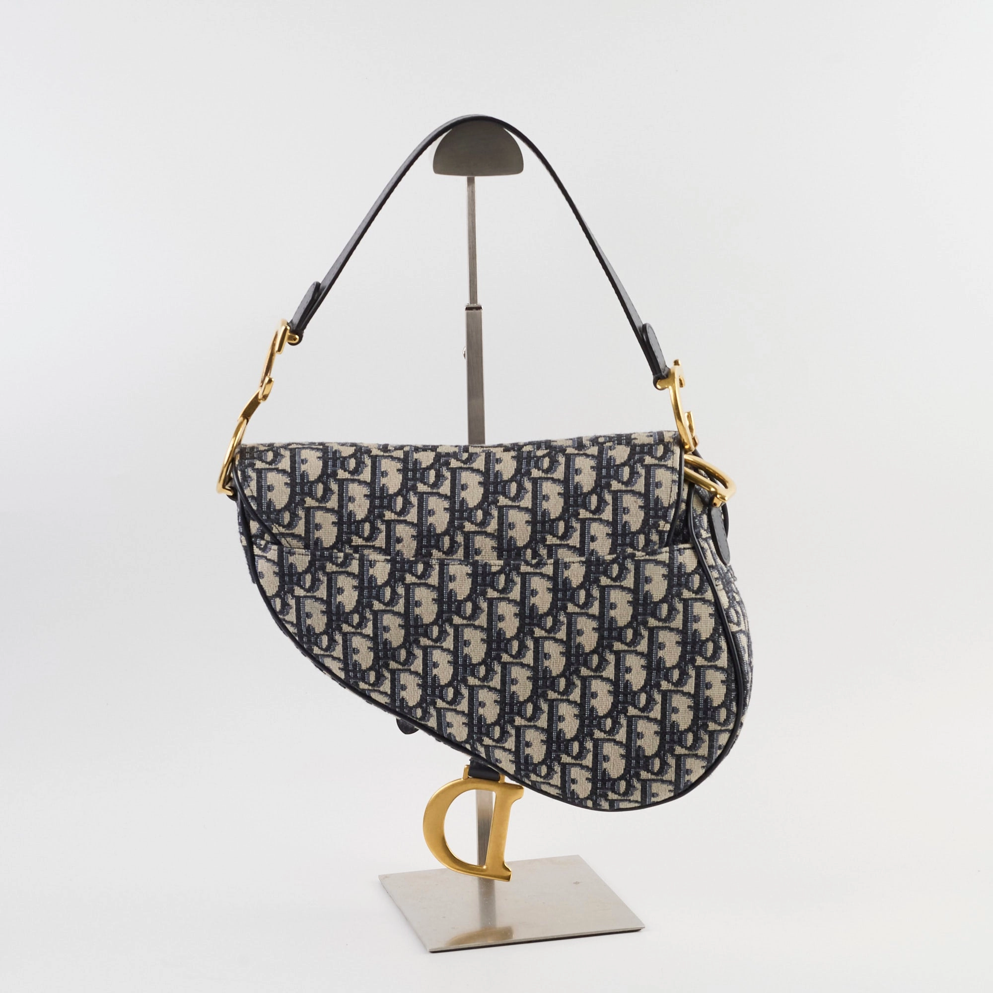 Christian Dior Medium Oblique Saddle Bag Navy