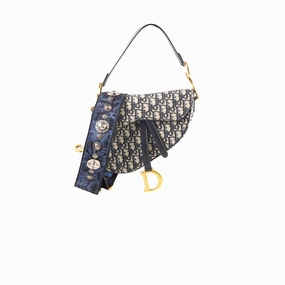 Christian Dior Medium Oblique Saddle Bag Navy