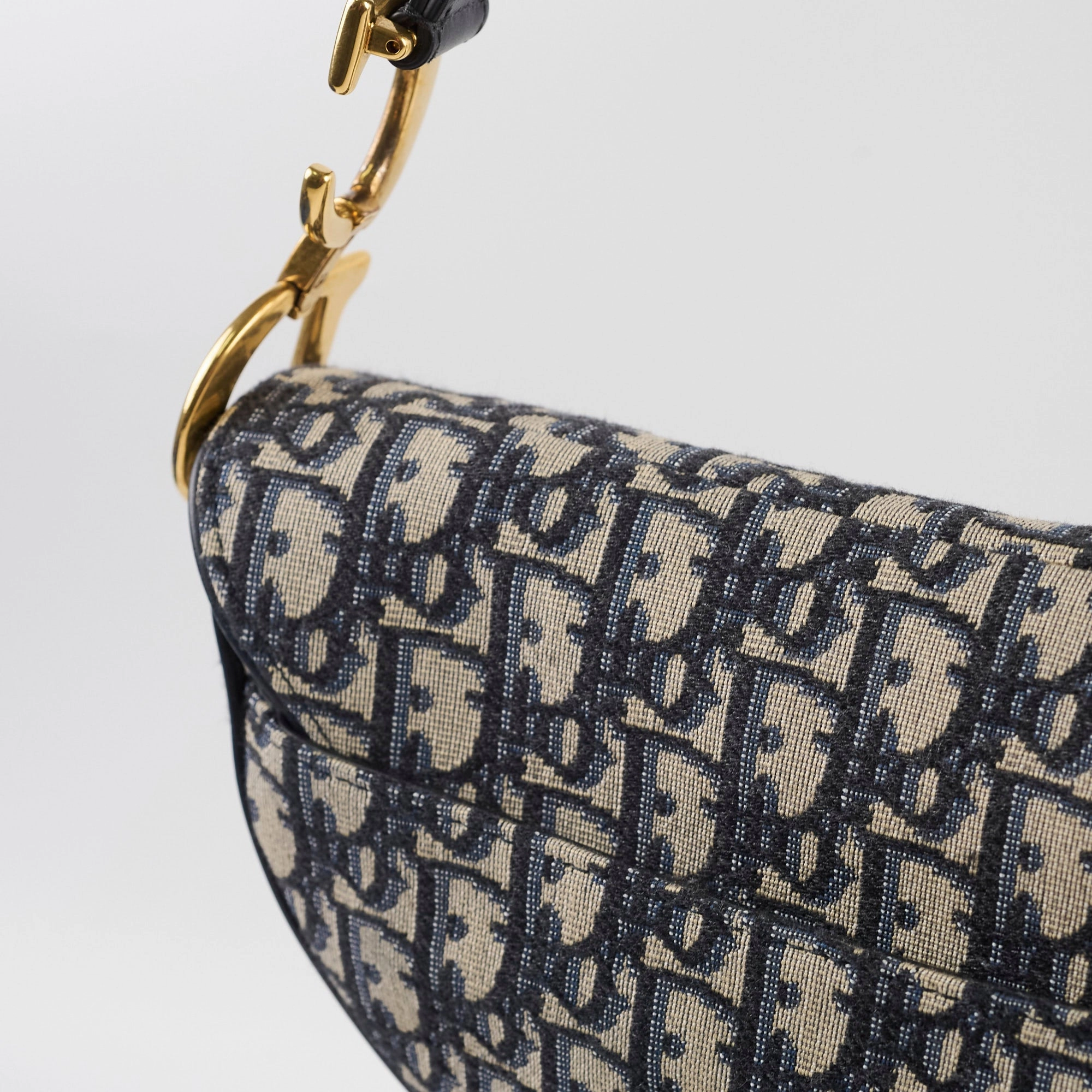 Christian Dior Medium Oblique Saddle Bag Navy