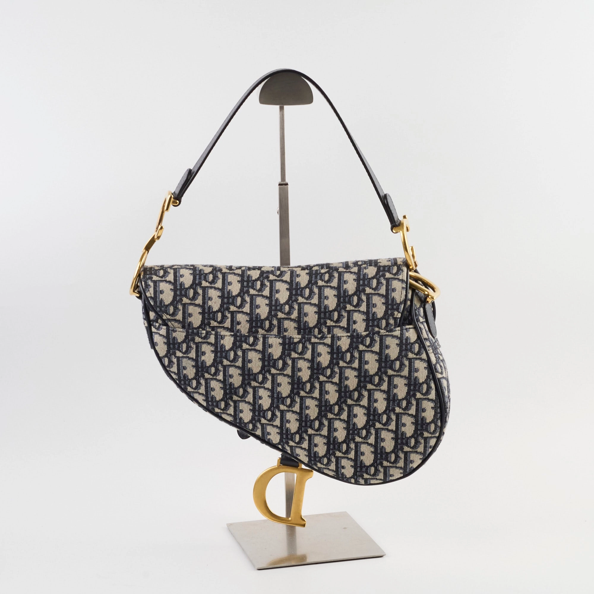 Christian Dior Medium Oblique Saddle Bag Navy