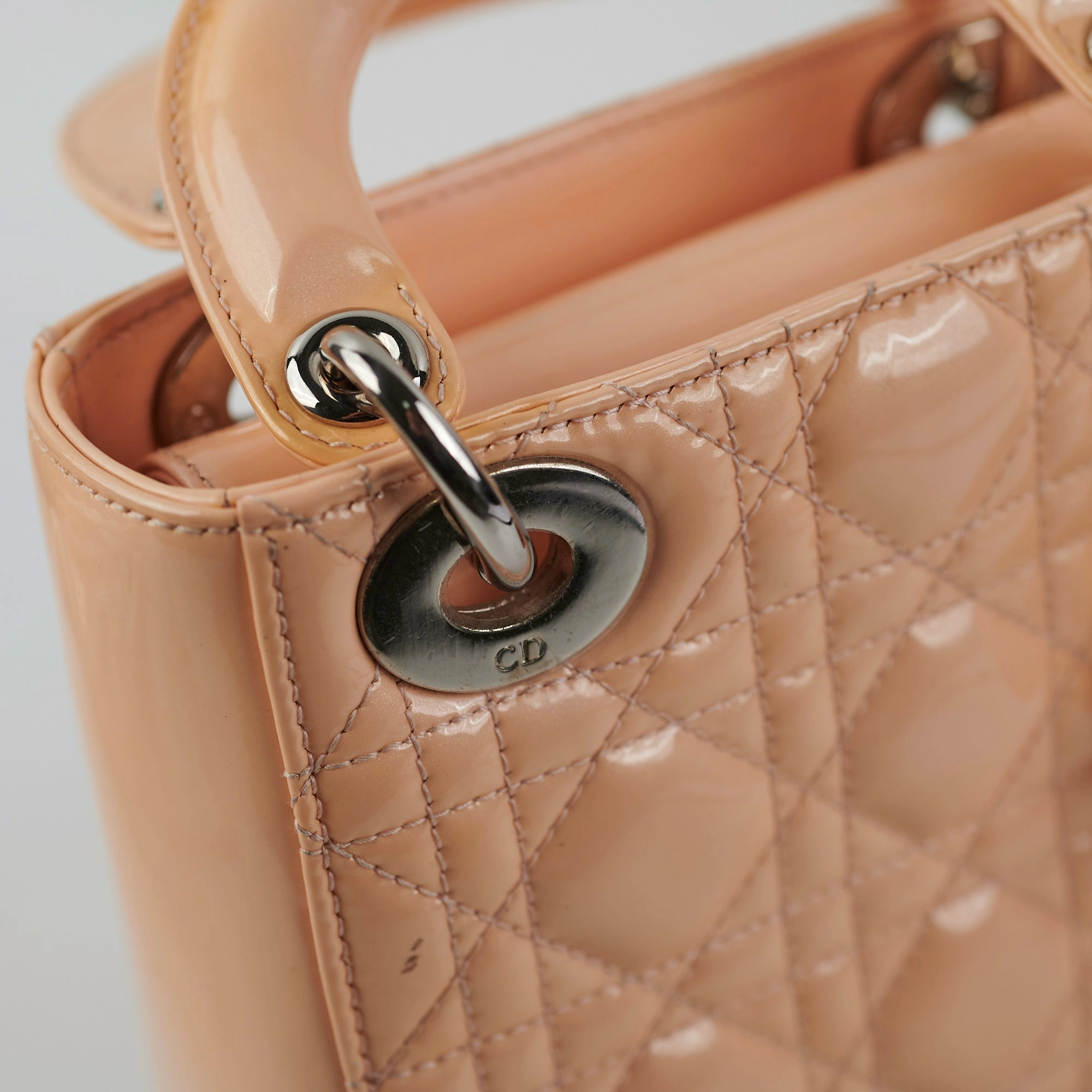 Christian Dior Mini Patent Lady Dior Peach Bag