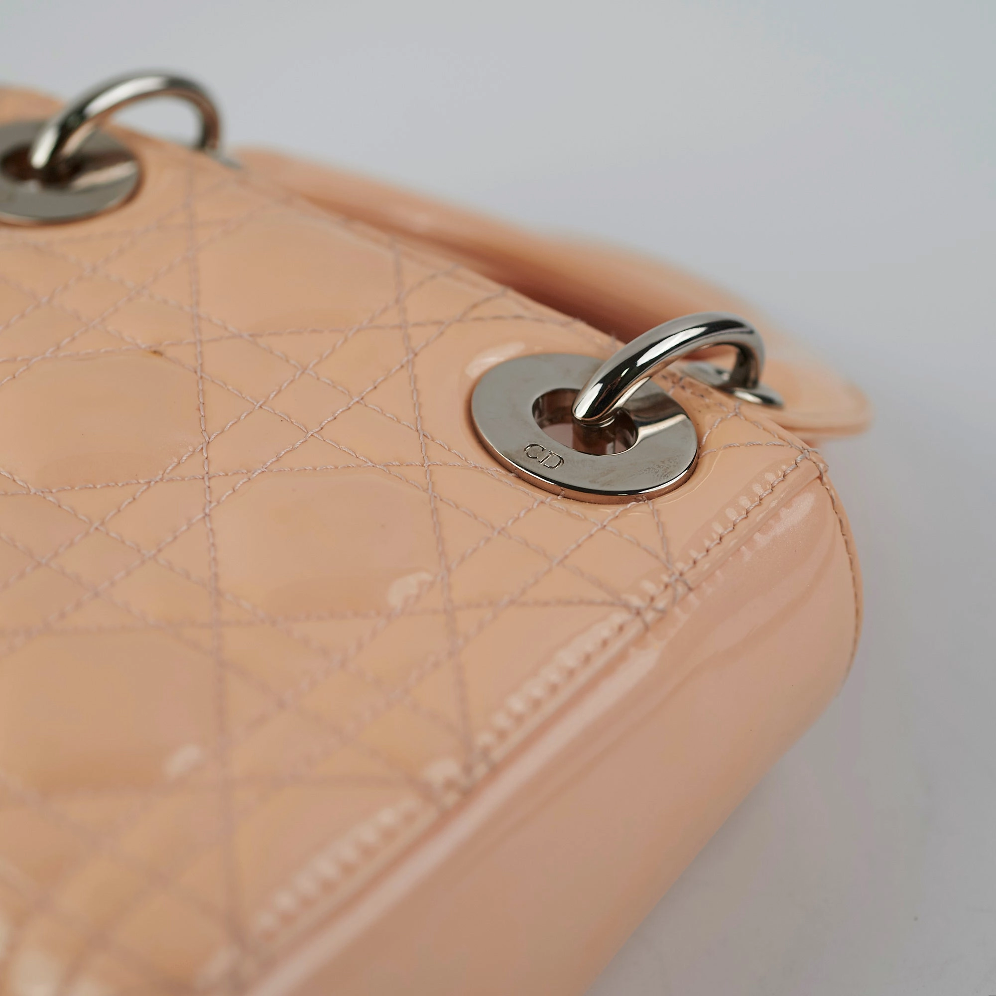 Christian Dior Mini Patent Lady Dior Peach Bag