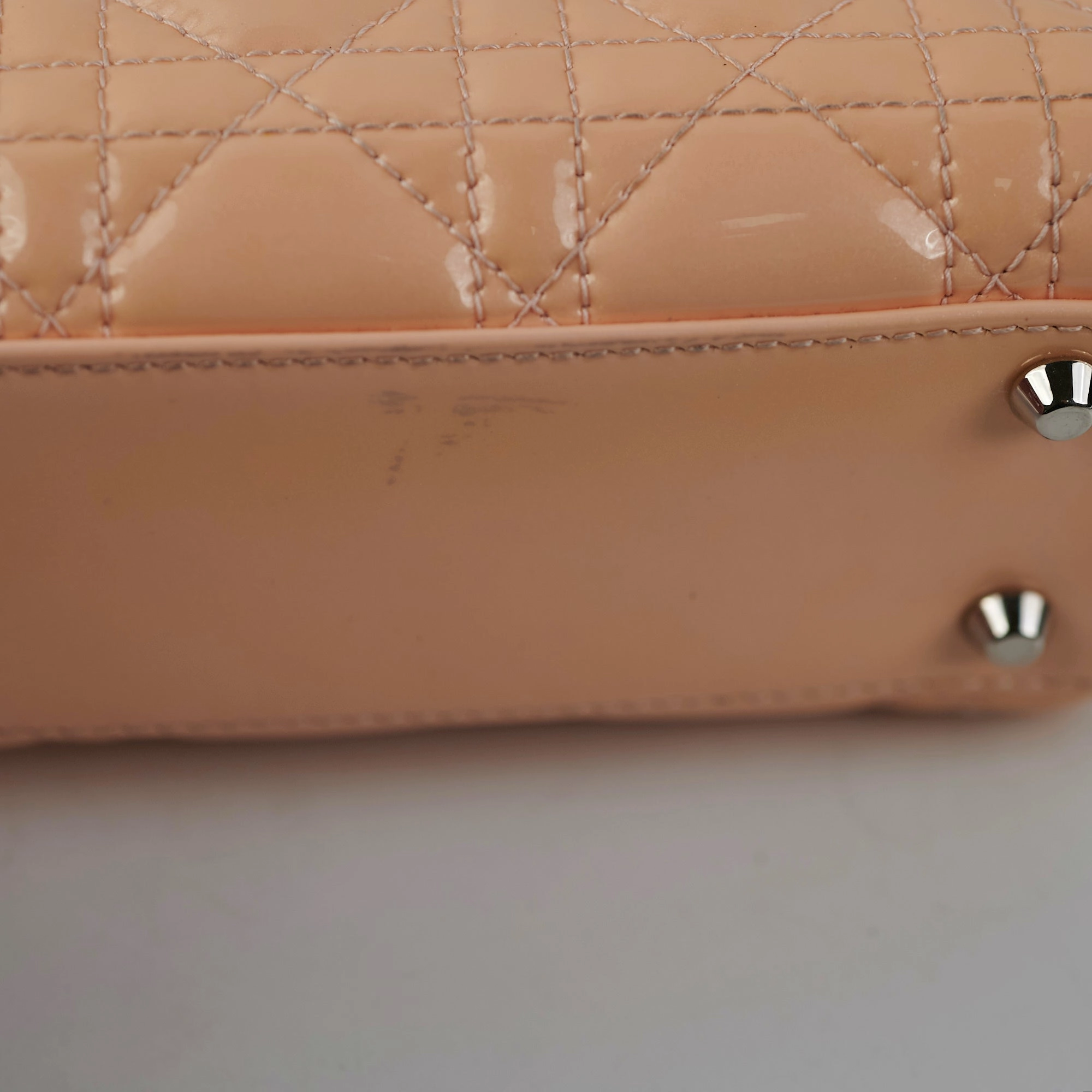 Christian Dior Mini Patent Lady Dior Peach Bag
