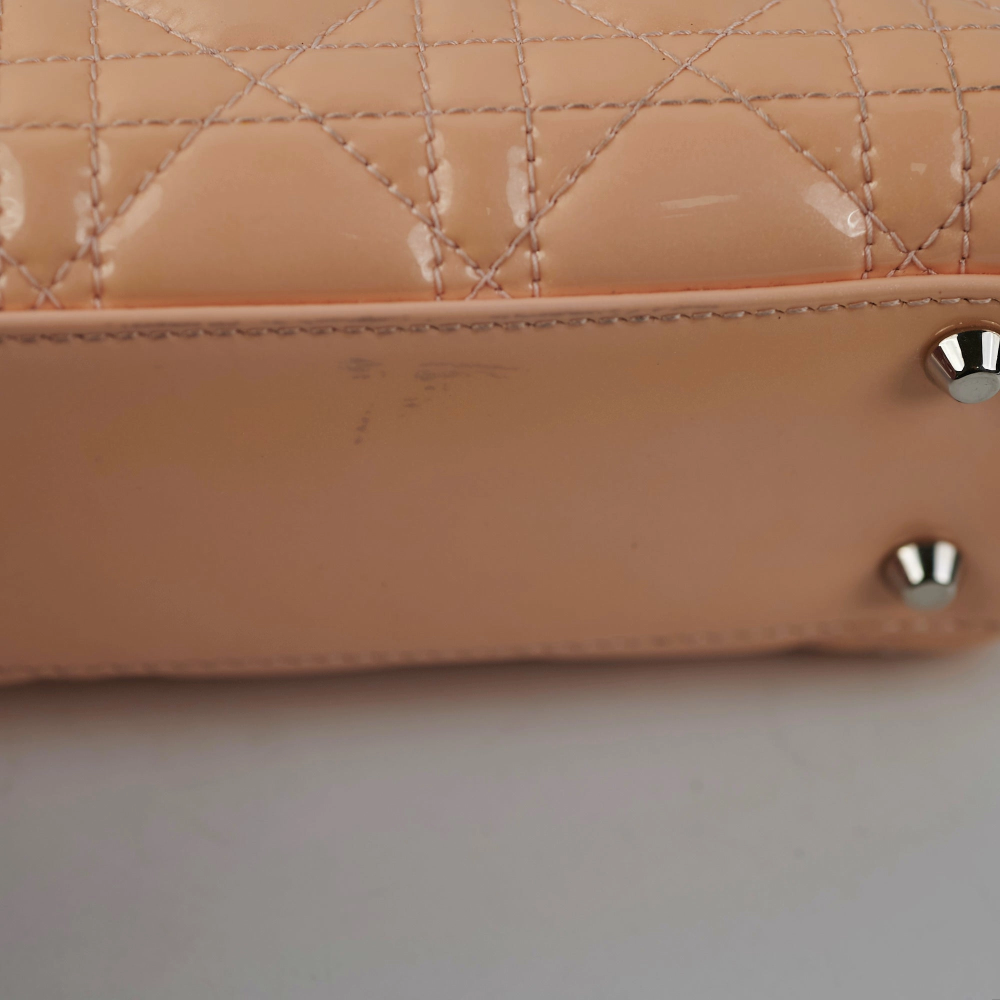 Christian Dior Mini Patent Lady Dior Peach Bag