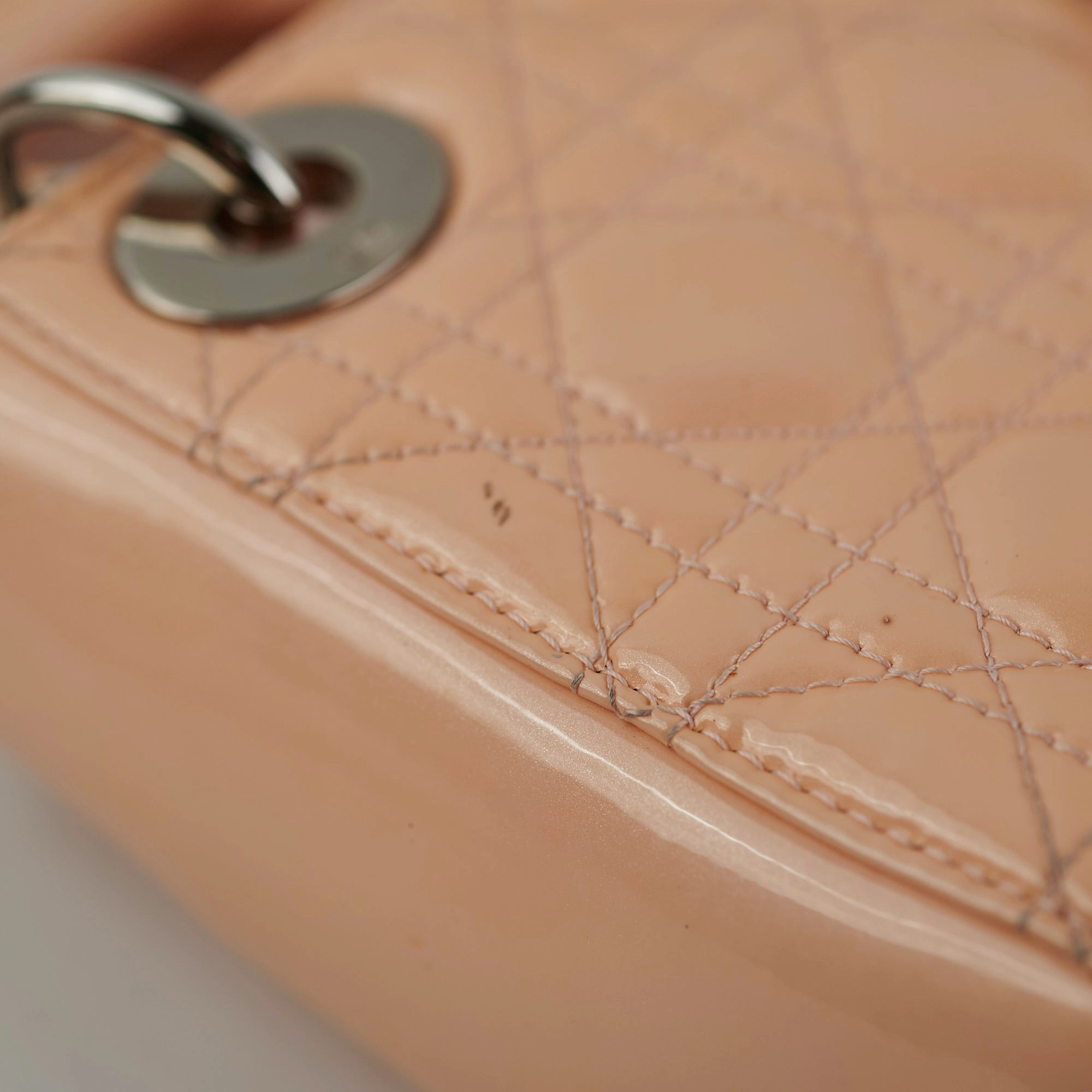 Christian Dior Mini Patent Lady Dior Peach Bag