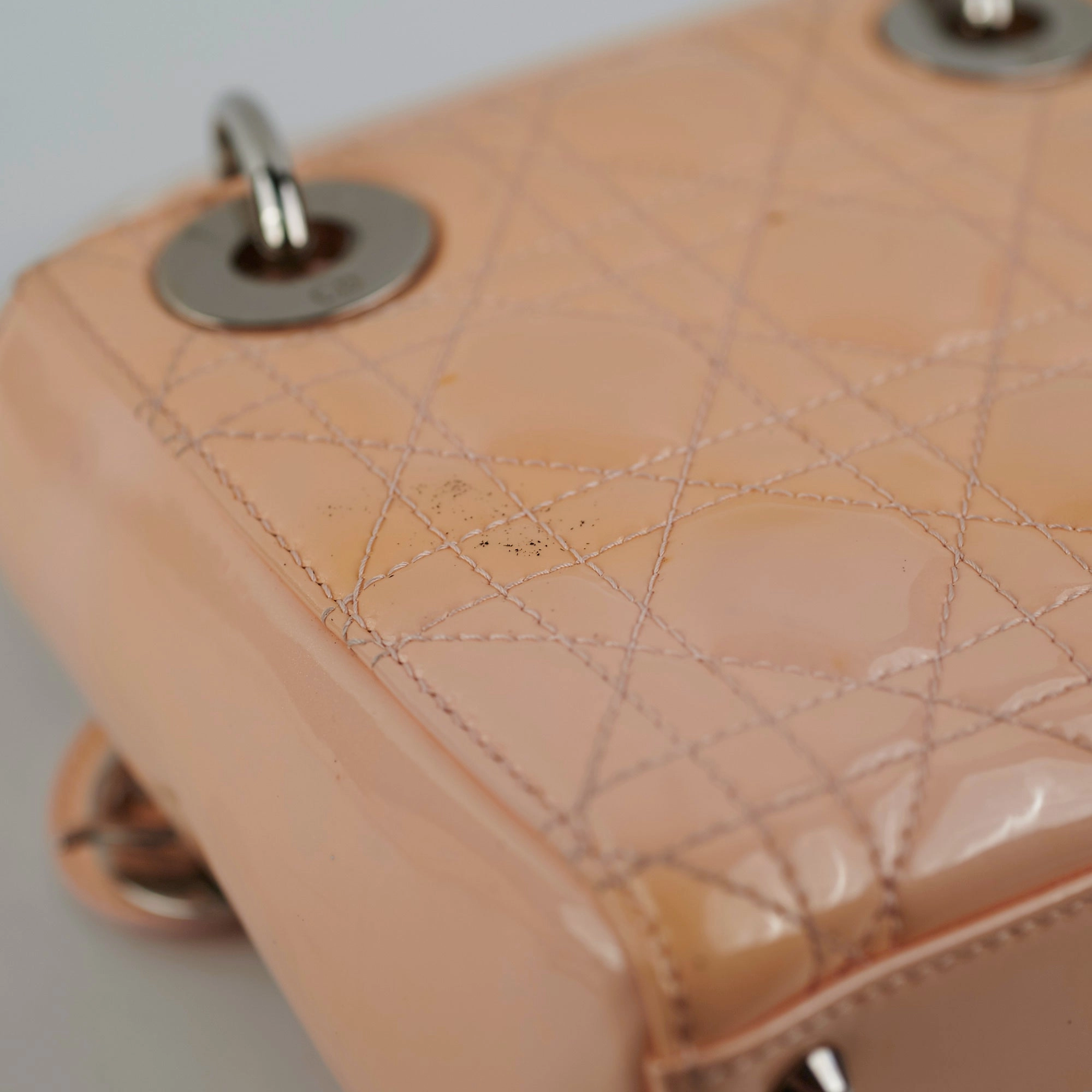 Christian Dior Mini Patent Lady Dior Peach Bag
