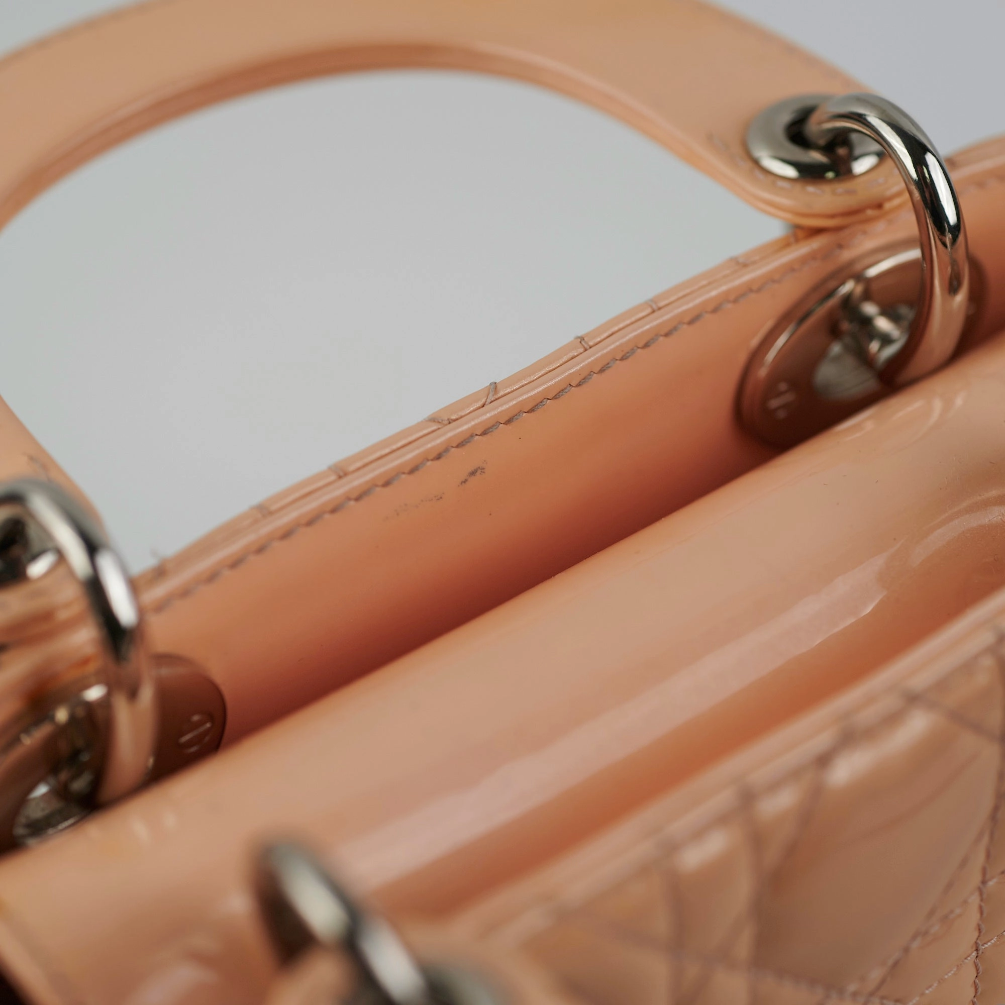Christian Dior Mini Patent Lady Dior Peach Bag