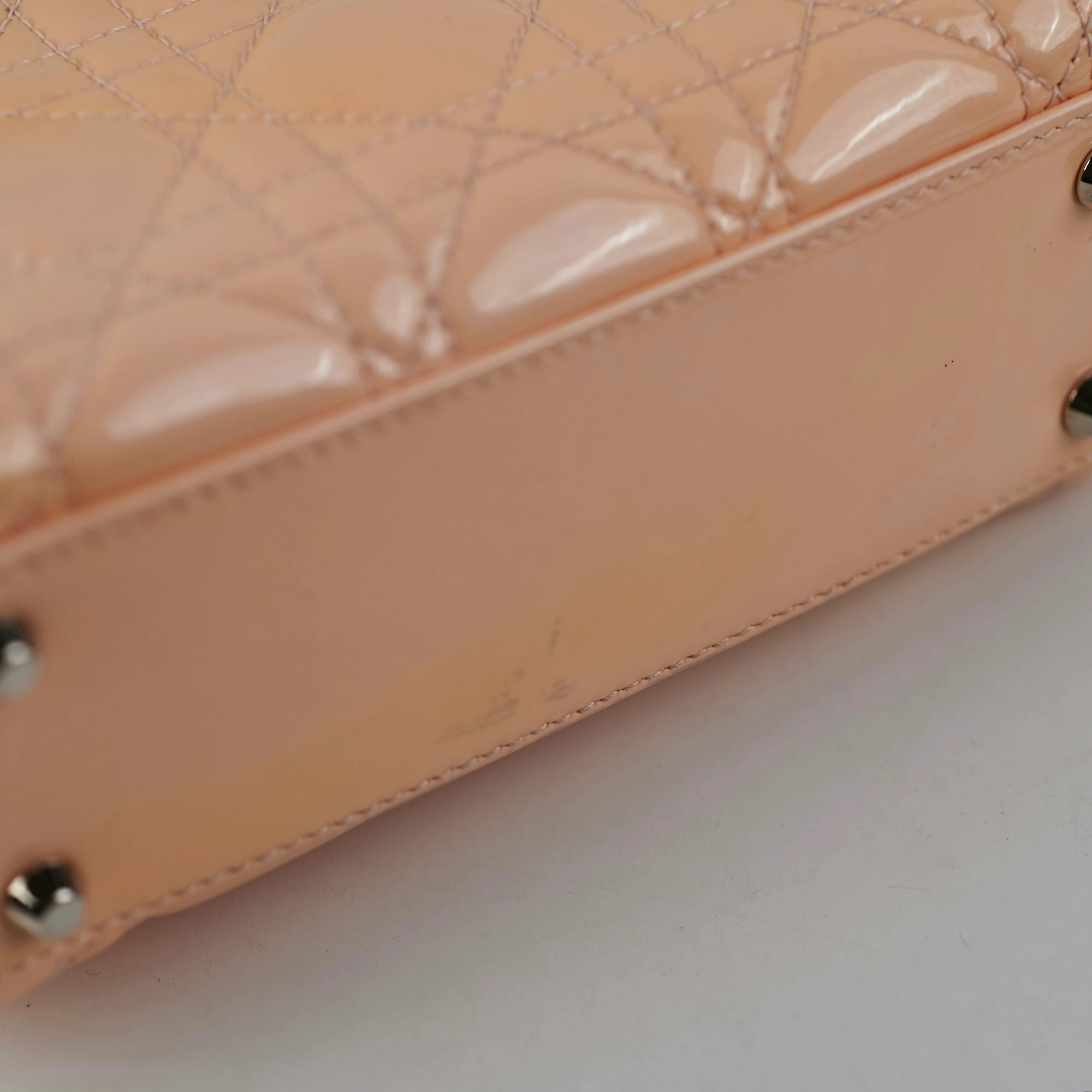 Christian Dior Mini Patent Lady Dior Peach Bag