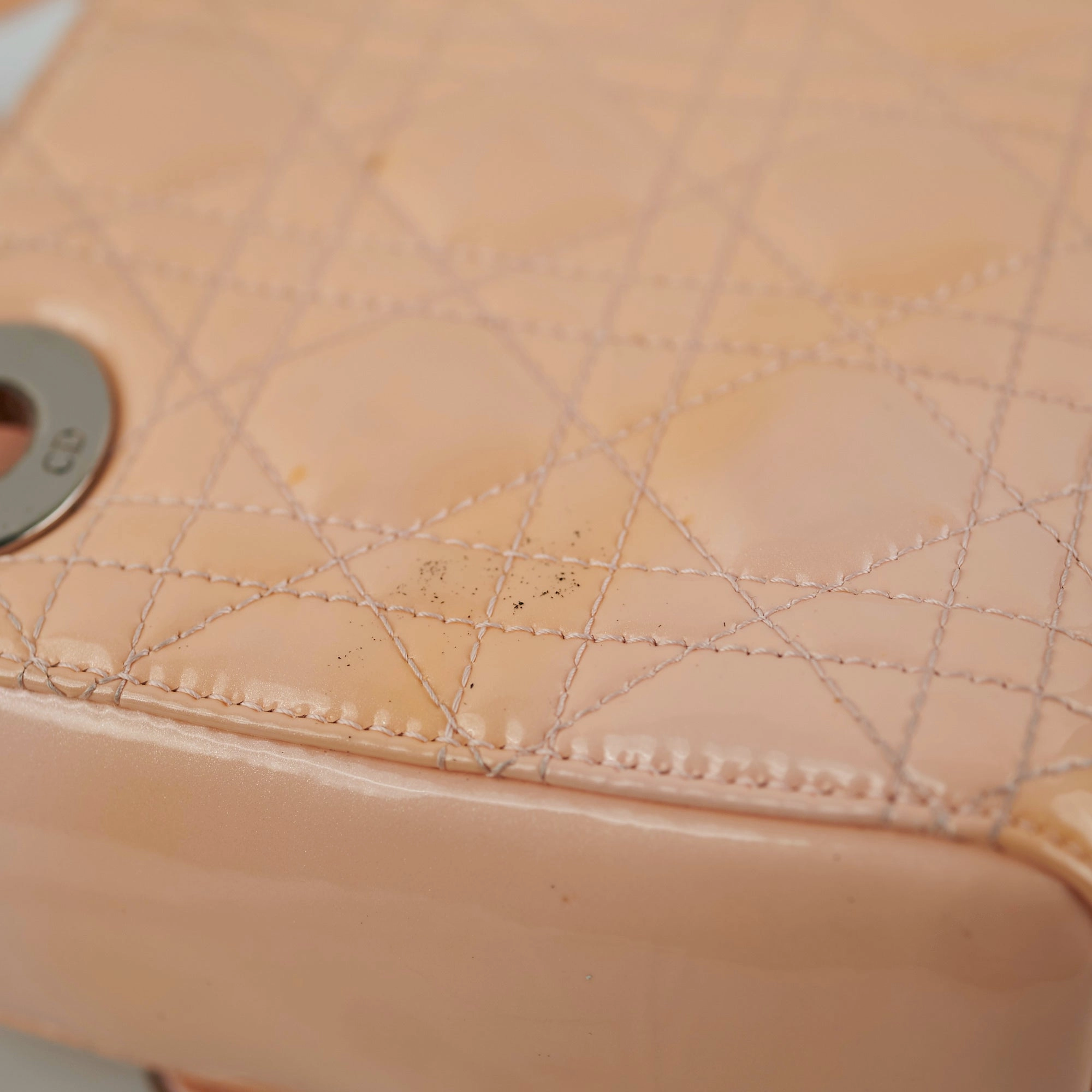 Christian Dior Mini Patent Lady Dior Peach Bag