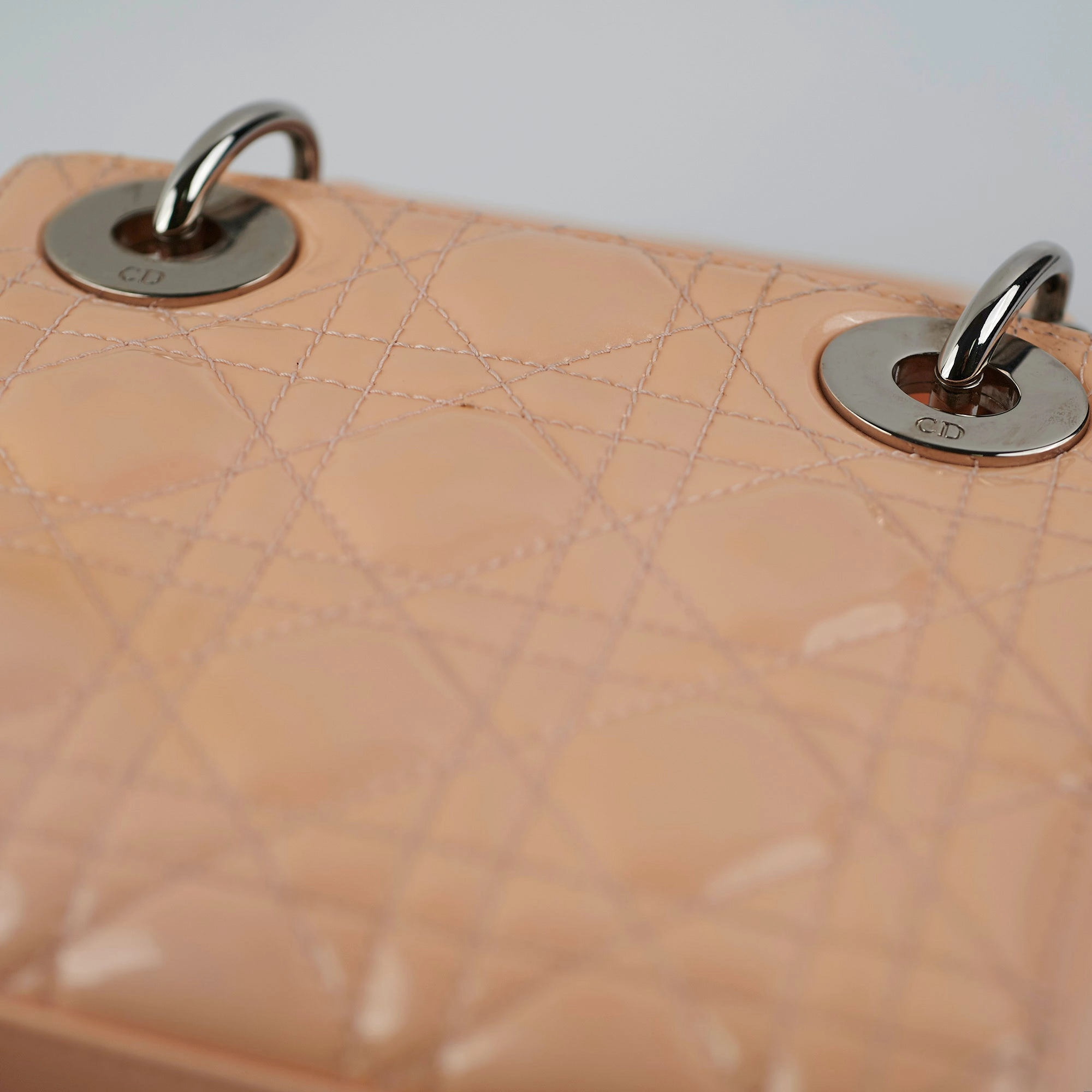 Christian Dior Mini Patent Lady Dior Peach Bag