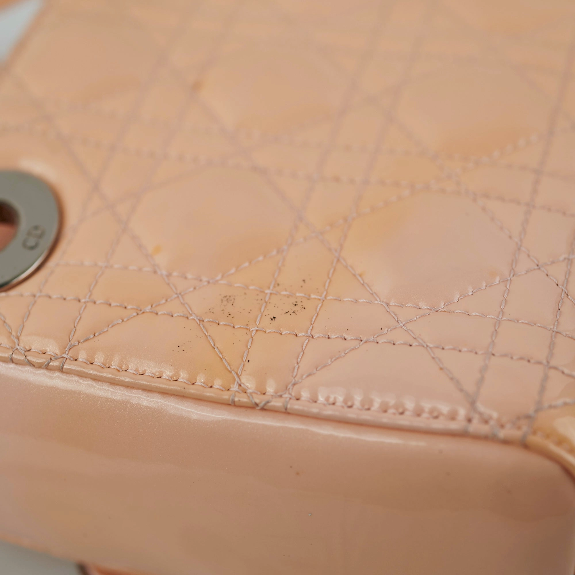 Christian Dior Mini Patent Lady Dior Peach Bag