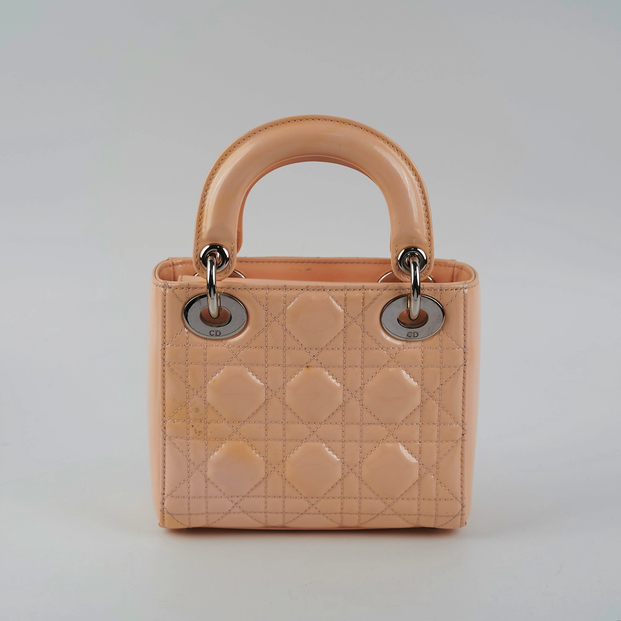 Christian Dior Mini Patent Lady Dior Peach Bag