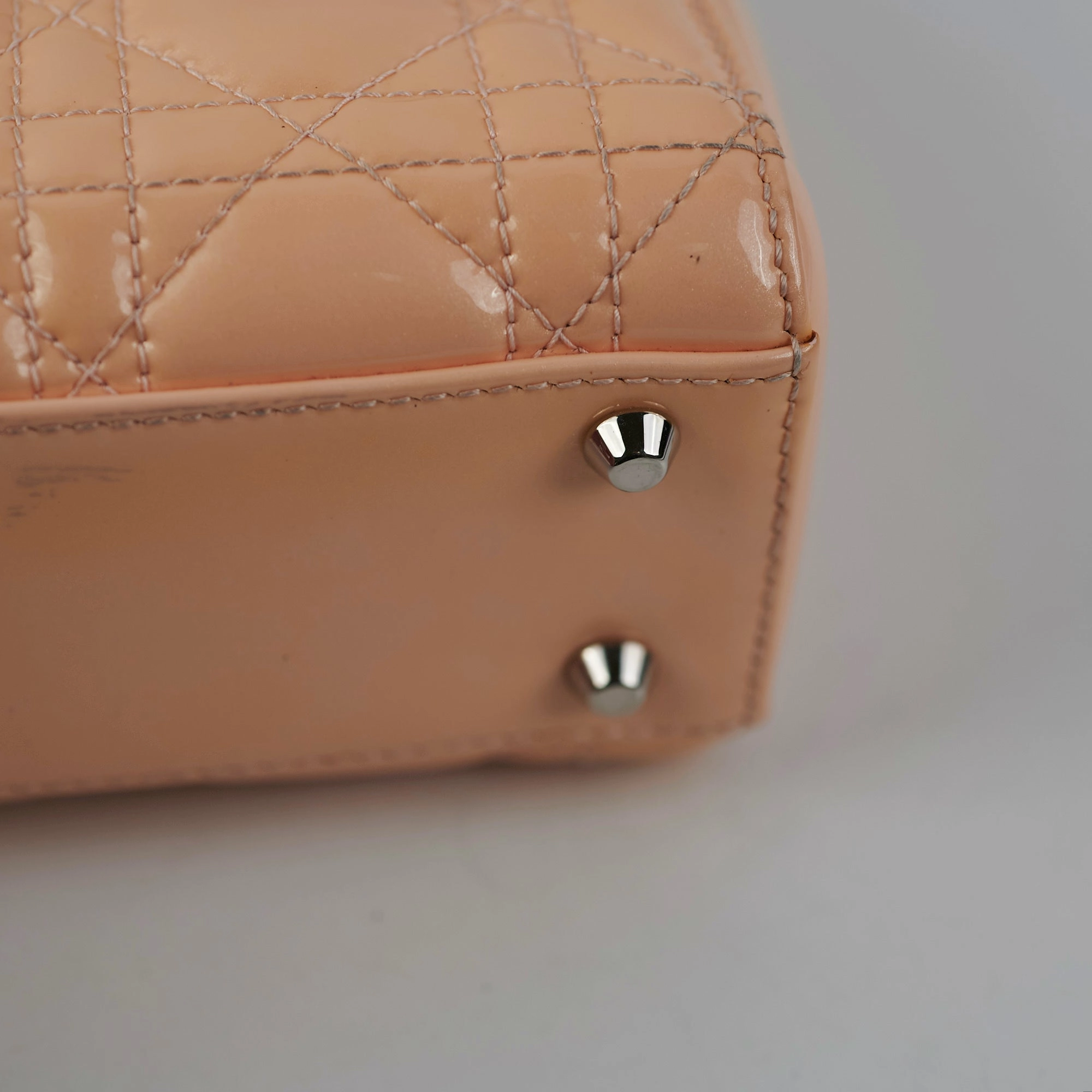 Christian Dior Mini Patent Lady Dior Peach Bag