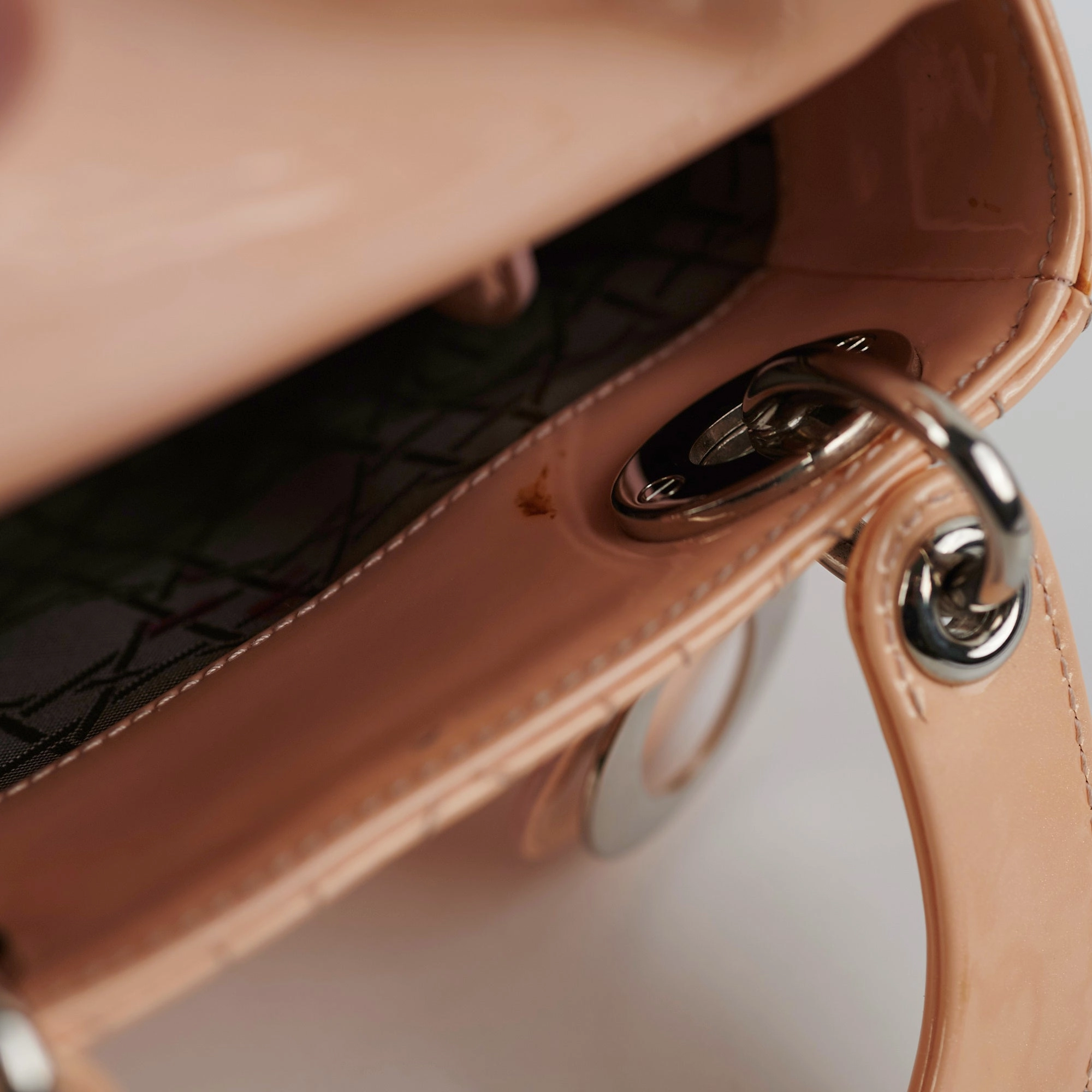 Christian Dior Mini Patent Lady Dior Peach Bag