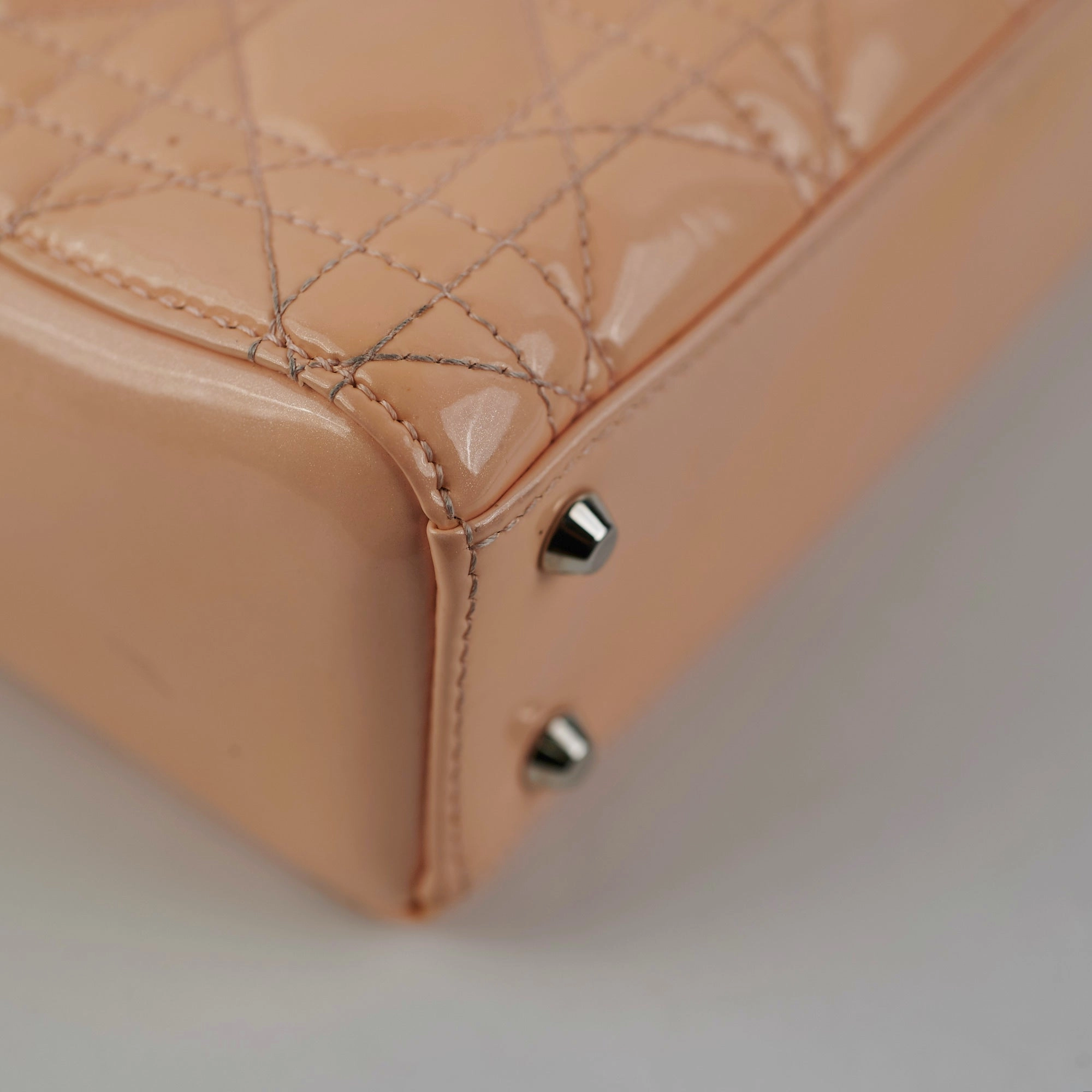 Christian Dior Mini Patent Lady Dior Peach Bag