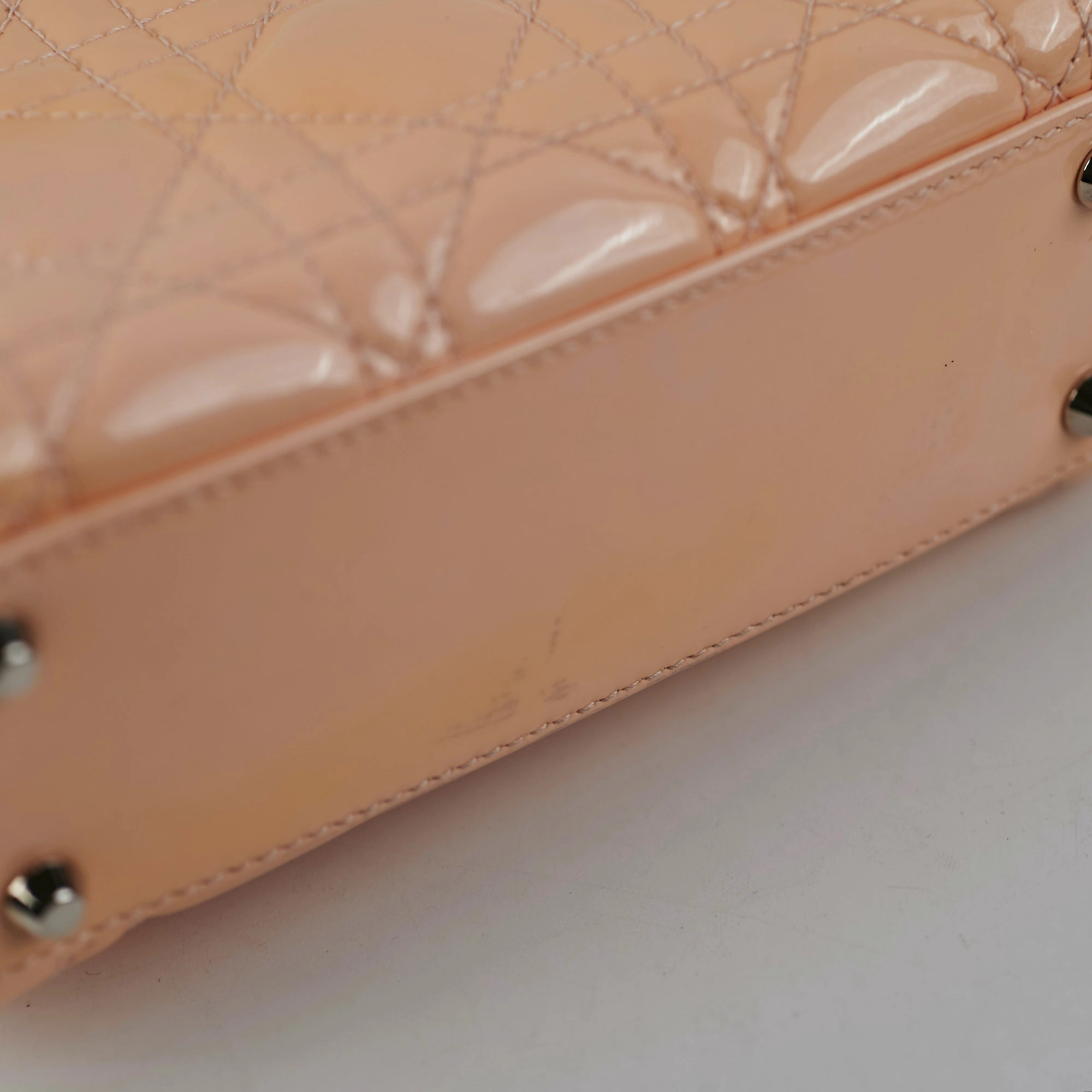 Christian Dior Mini Patent Lady Dior Peach Bag