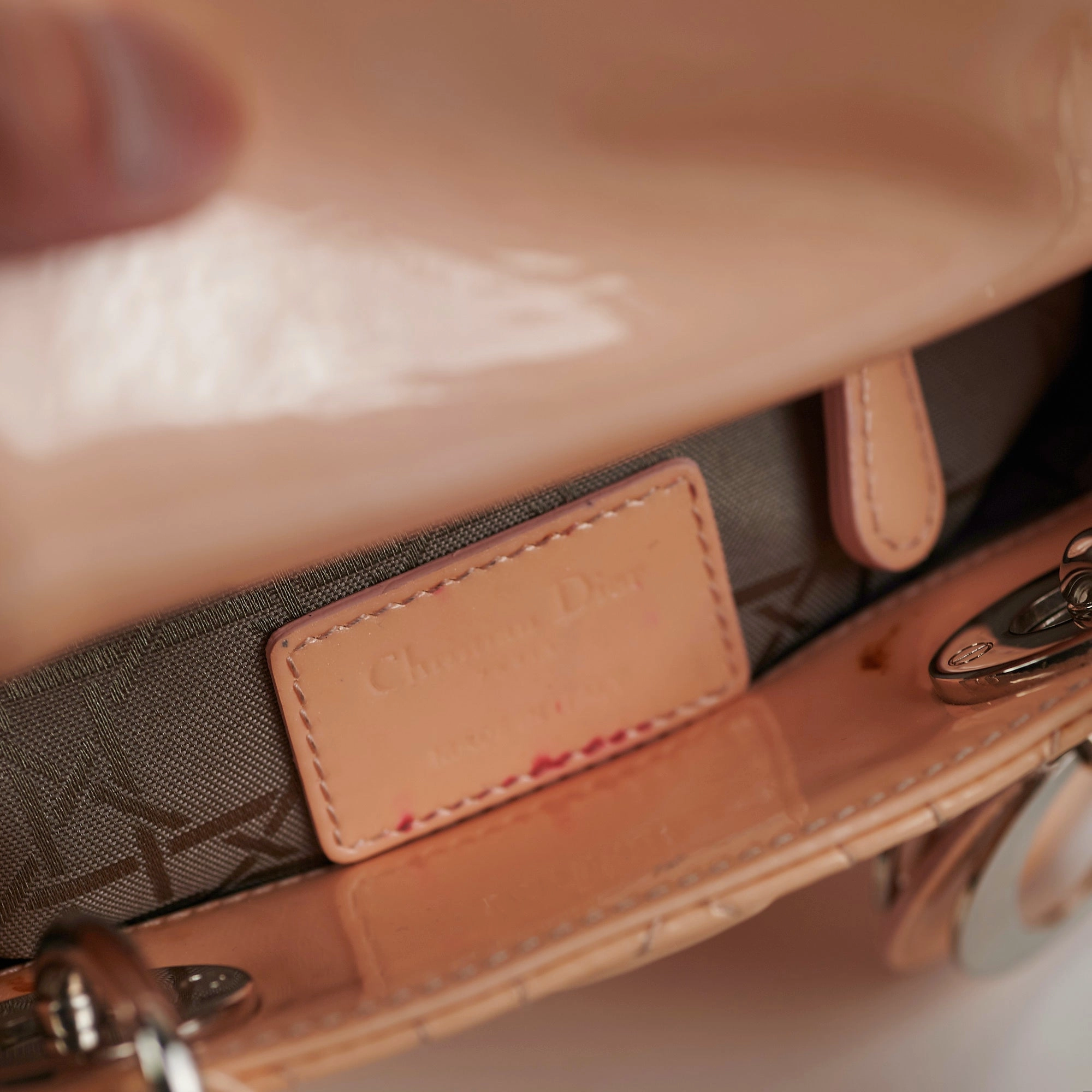Christian Dior Mini Patent Lady Dior Peach Bag