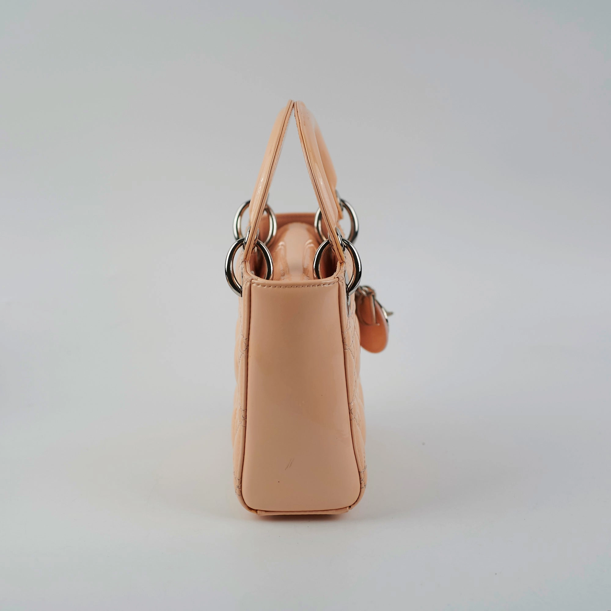 Christian Dior Mini Patent Lady Dior Peach Bag