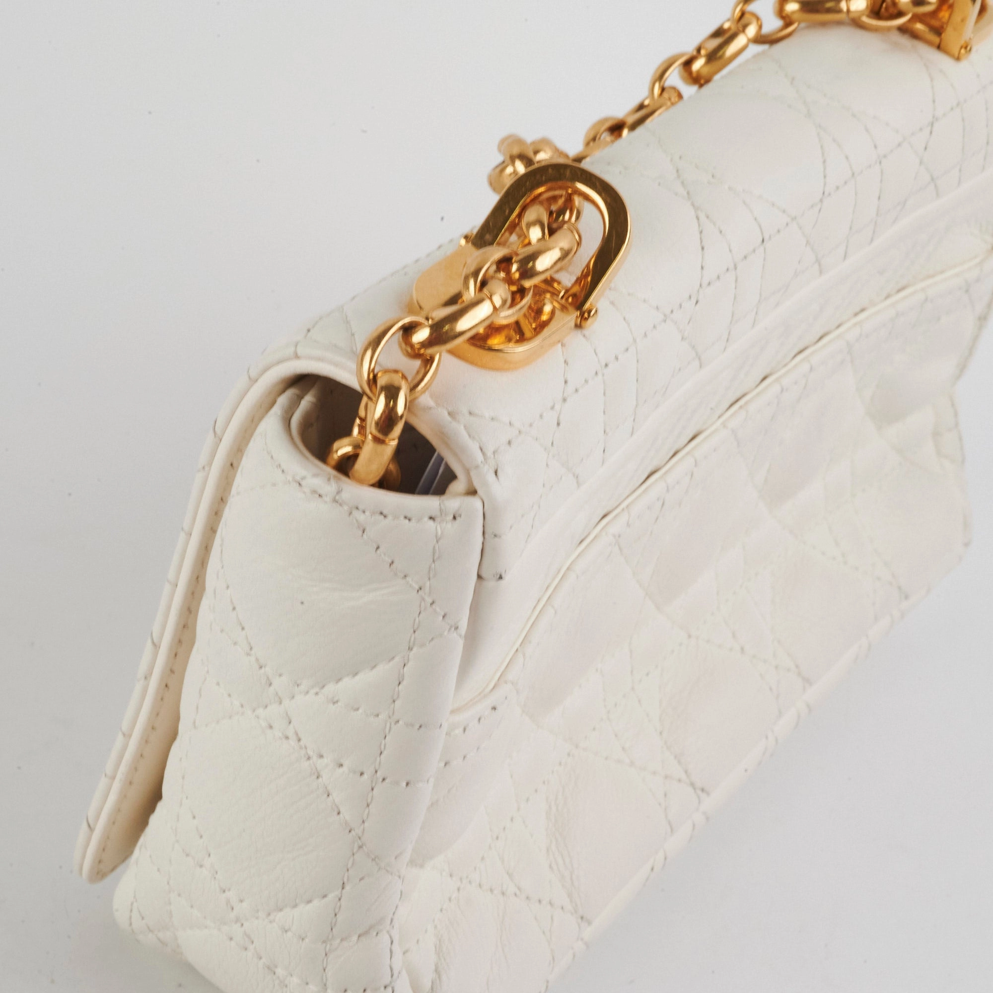 Christian Dior Small Caro Ivory Shoulder Bag