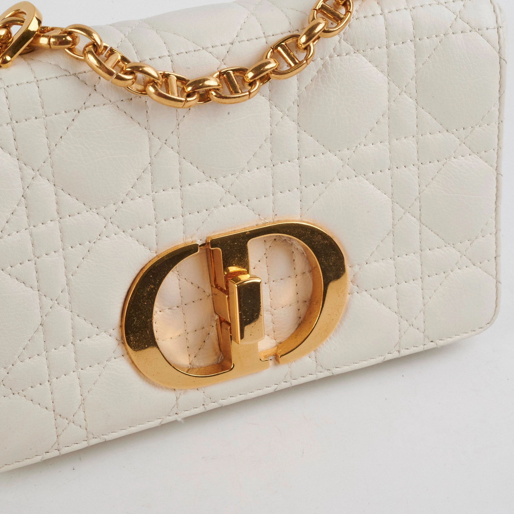 Christian Dior Small Caro Ivory Shoulder Bag
