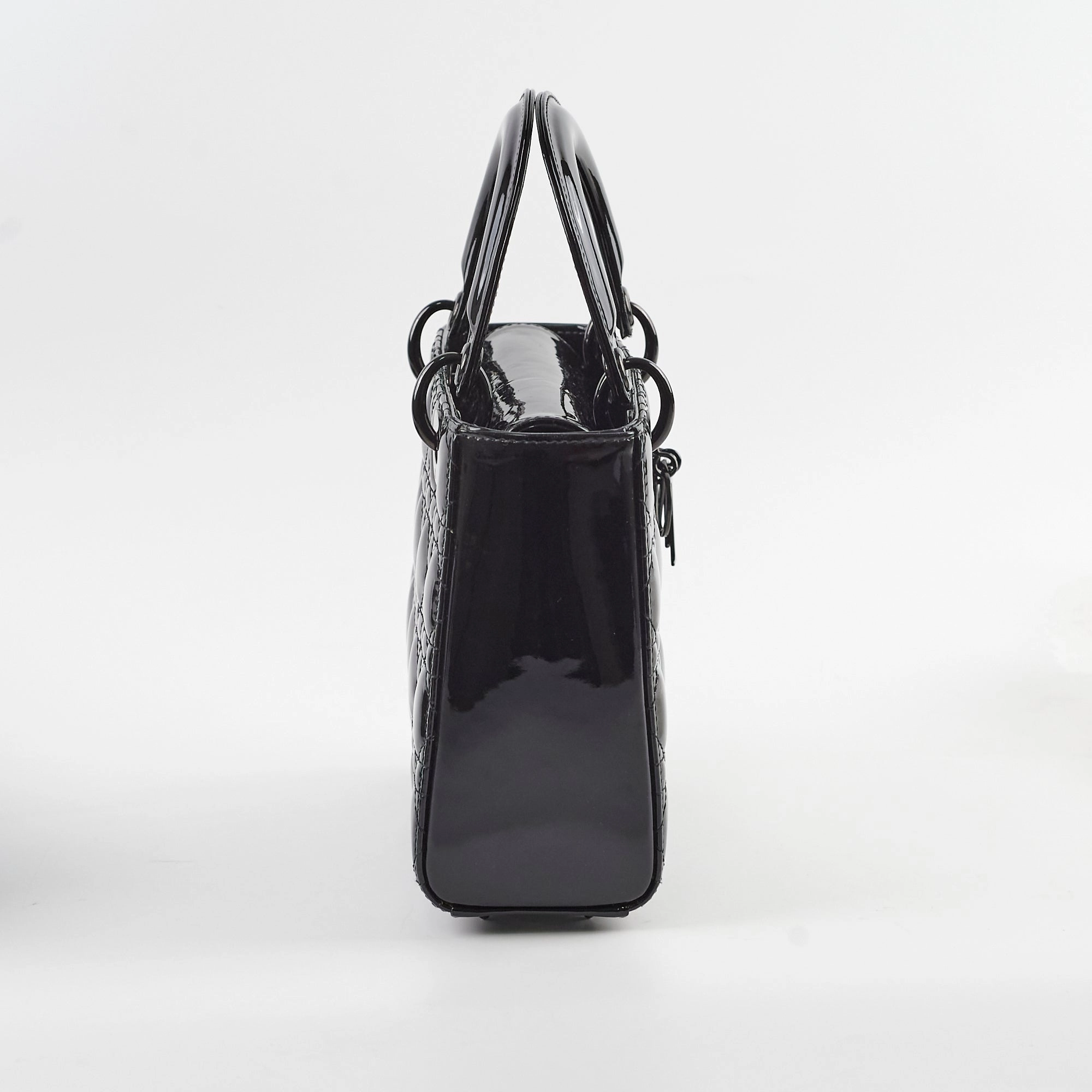 Christian Dior Small Lady Dior Patent Black