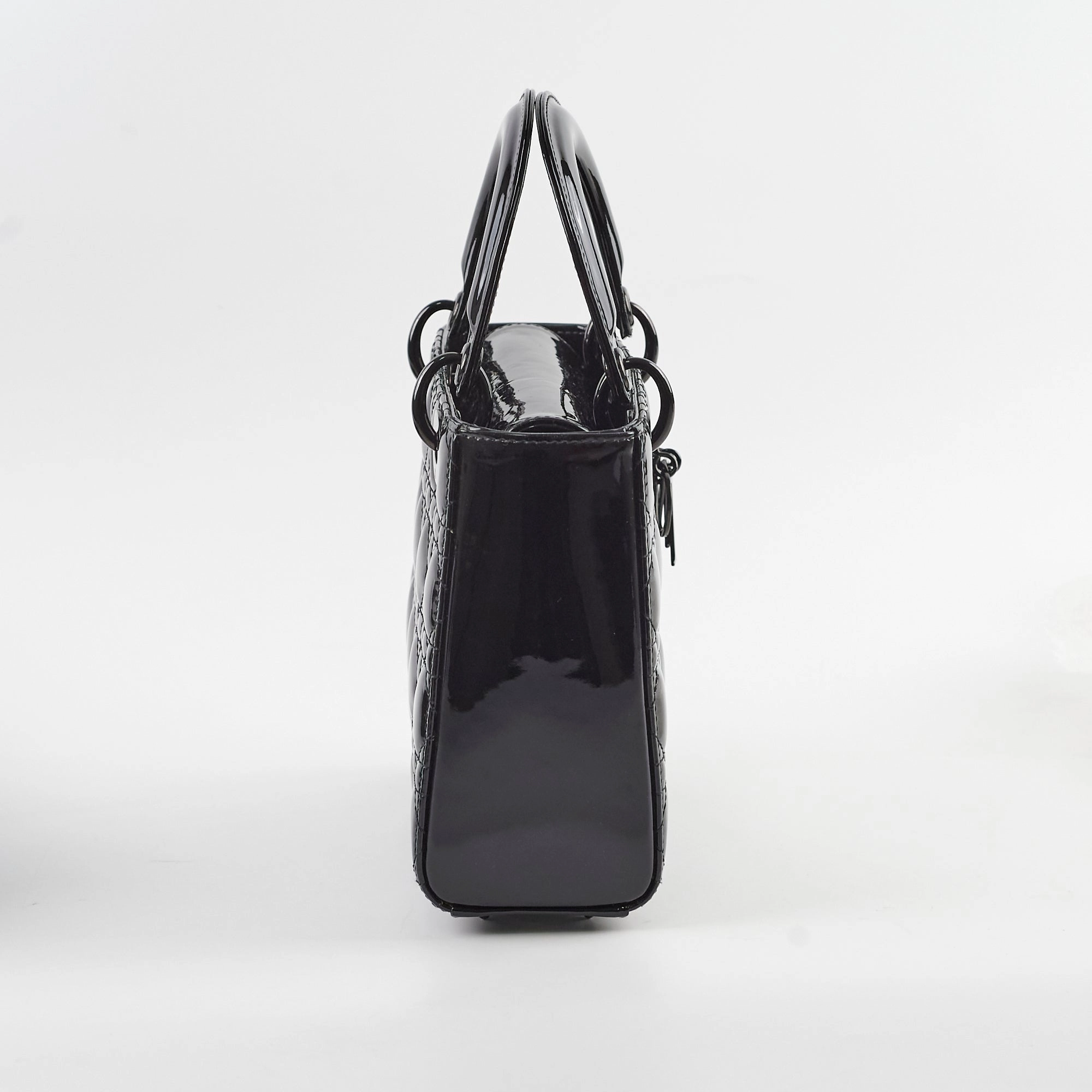 Christian Dior Small Lady Dior Patent Black