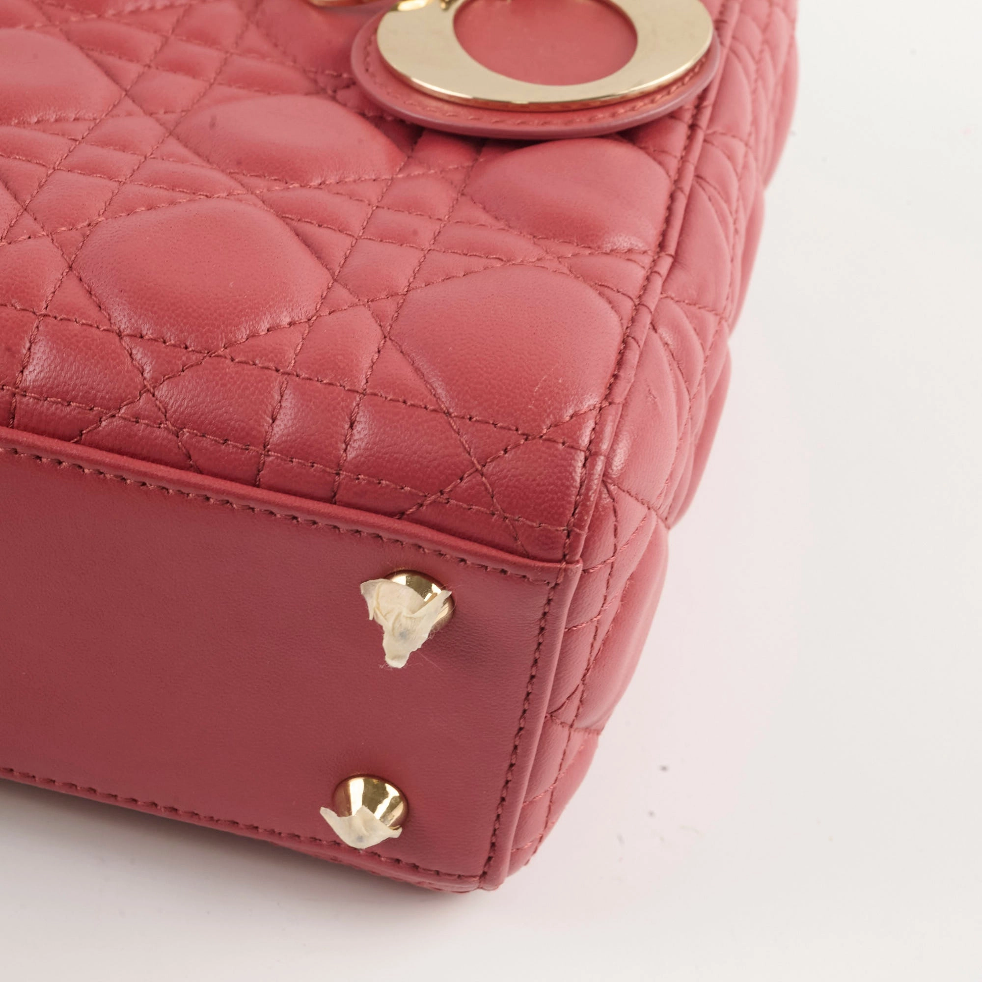 Christian Dior Small Lambskin Lady Dior Dark Pink