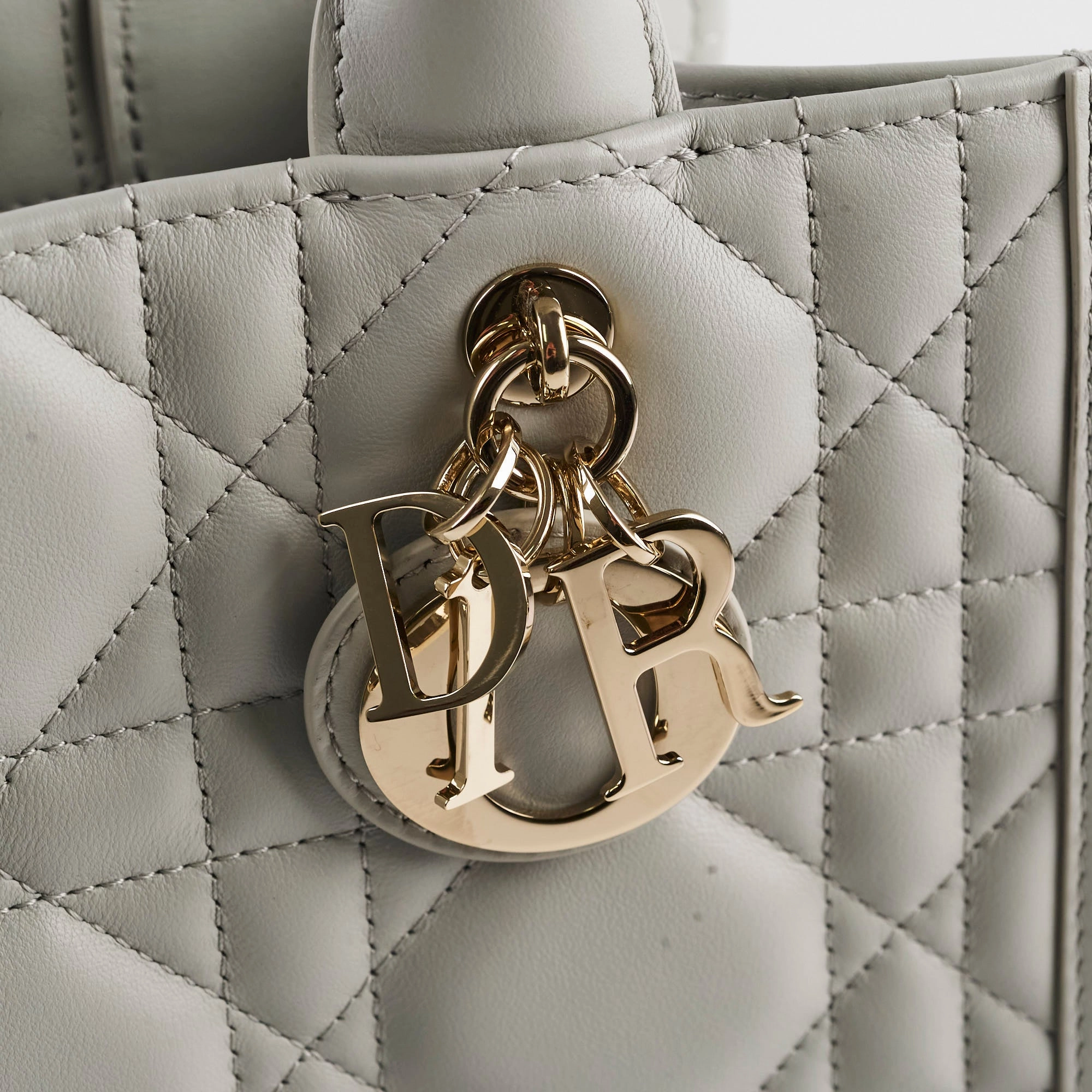 Christian Dior Small Leather Book Tote Grey