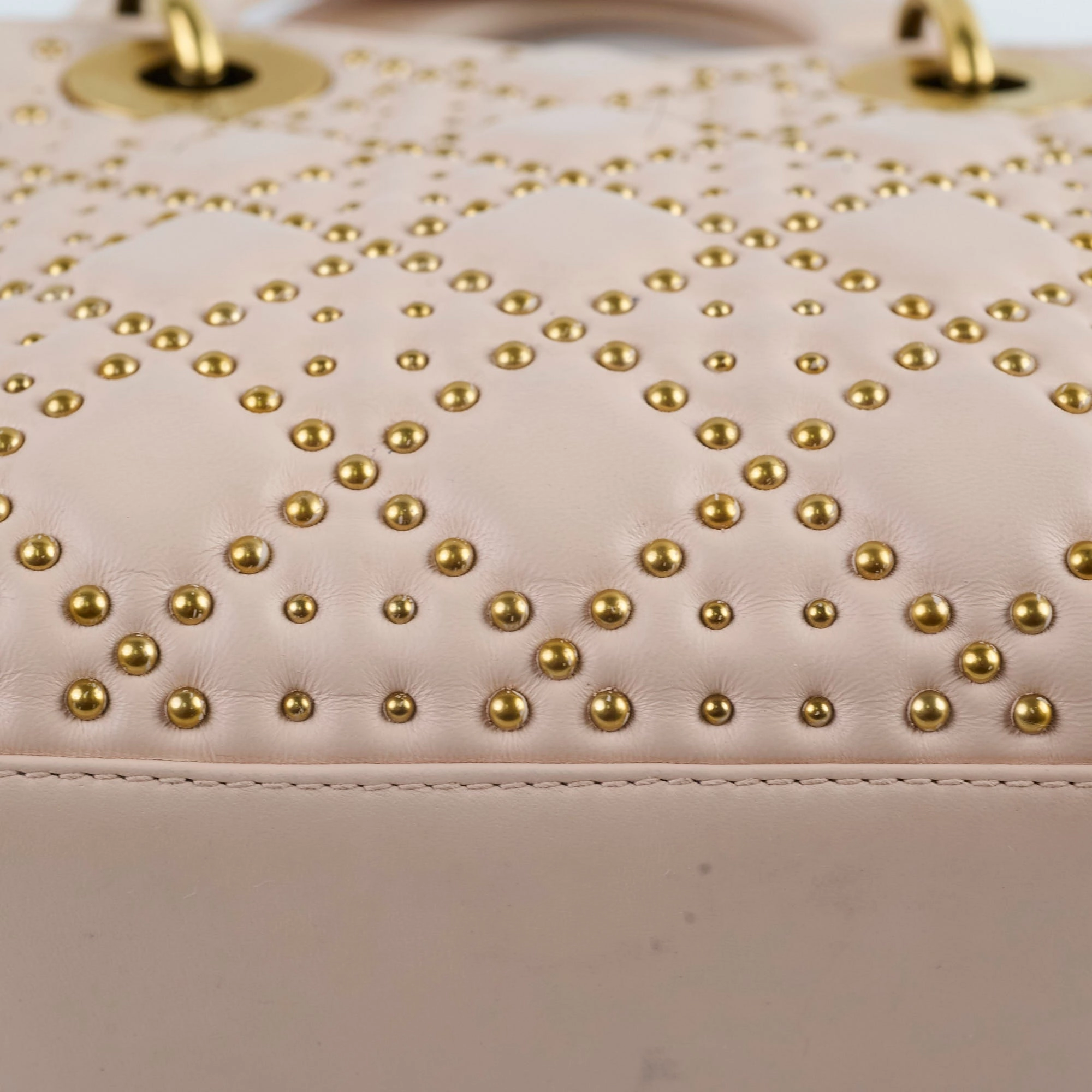 Christian Dior Small Studded Lady Dior Pink/Nude