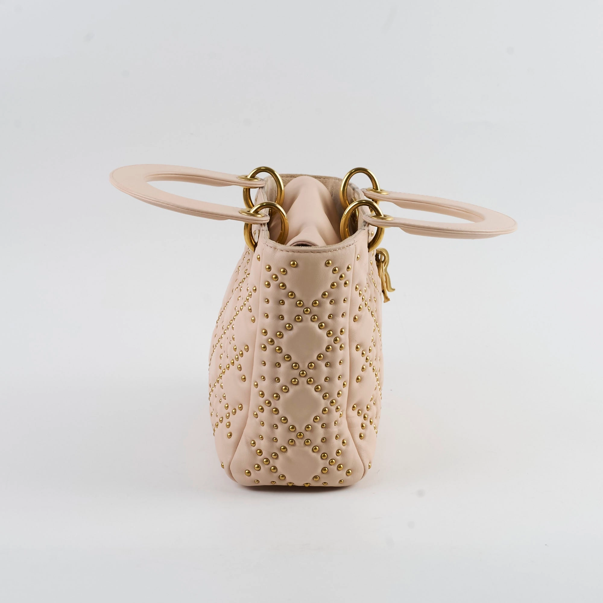 Christian Dior Small Studded Lady Dior Pink/Nude