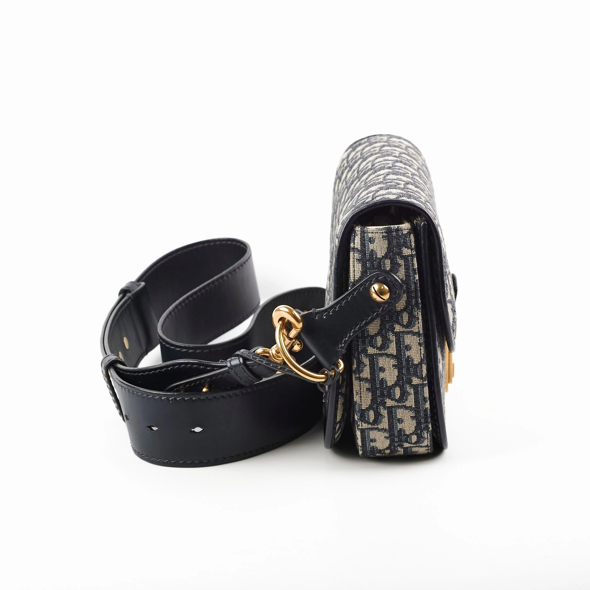 Christian Dior Totter Flap Navy Oblique Crossbody